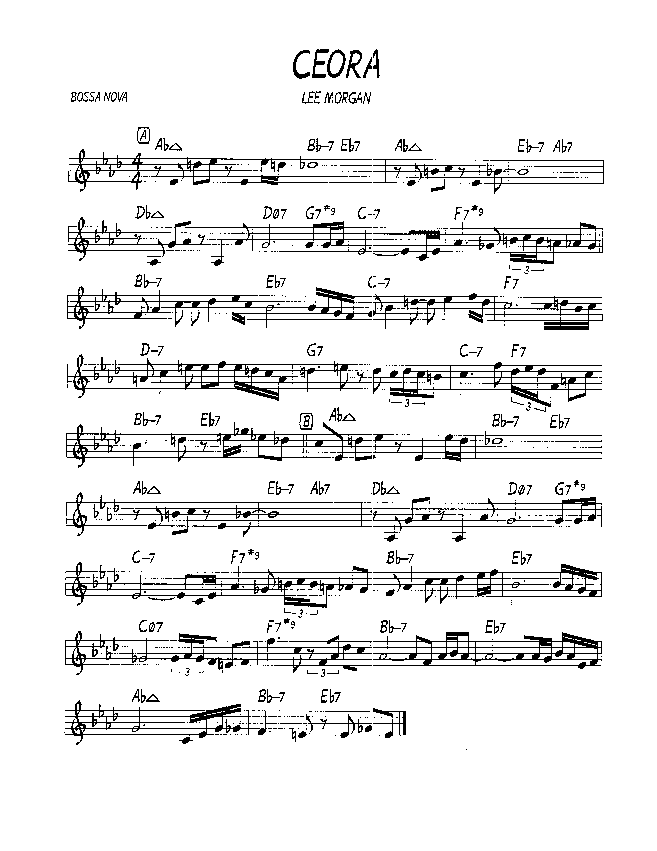 Ноты джазового стандарта: Ceora (Lee Morgan)