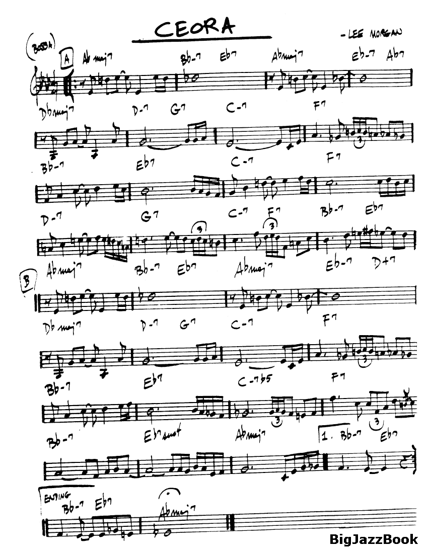 Ноты джазового стандарта: Ceora (Lee Morgan)