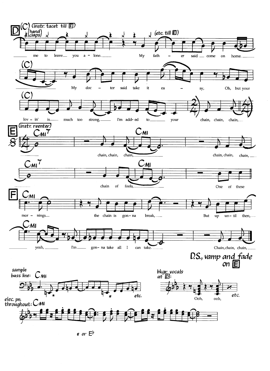 Ноты джазового стандарта: Chain of fools (Don Covay)