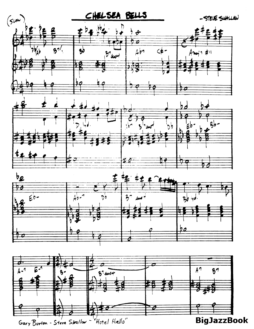 Ноты джазового стандарта: Chelsea bells (Steve Swallow)