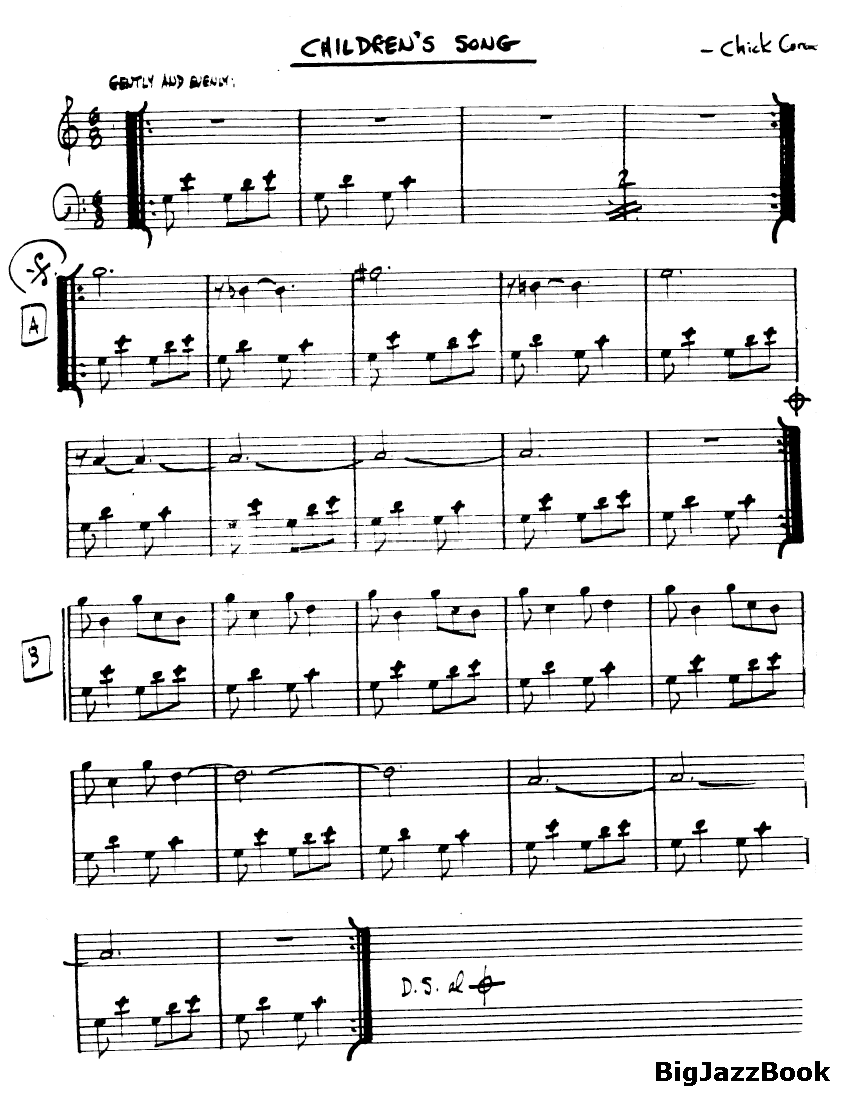 Ноты джазового стандарта: Children's song (Chick Corea)