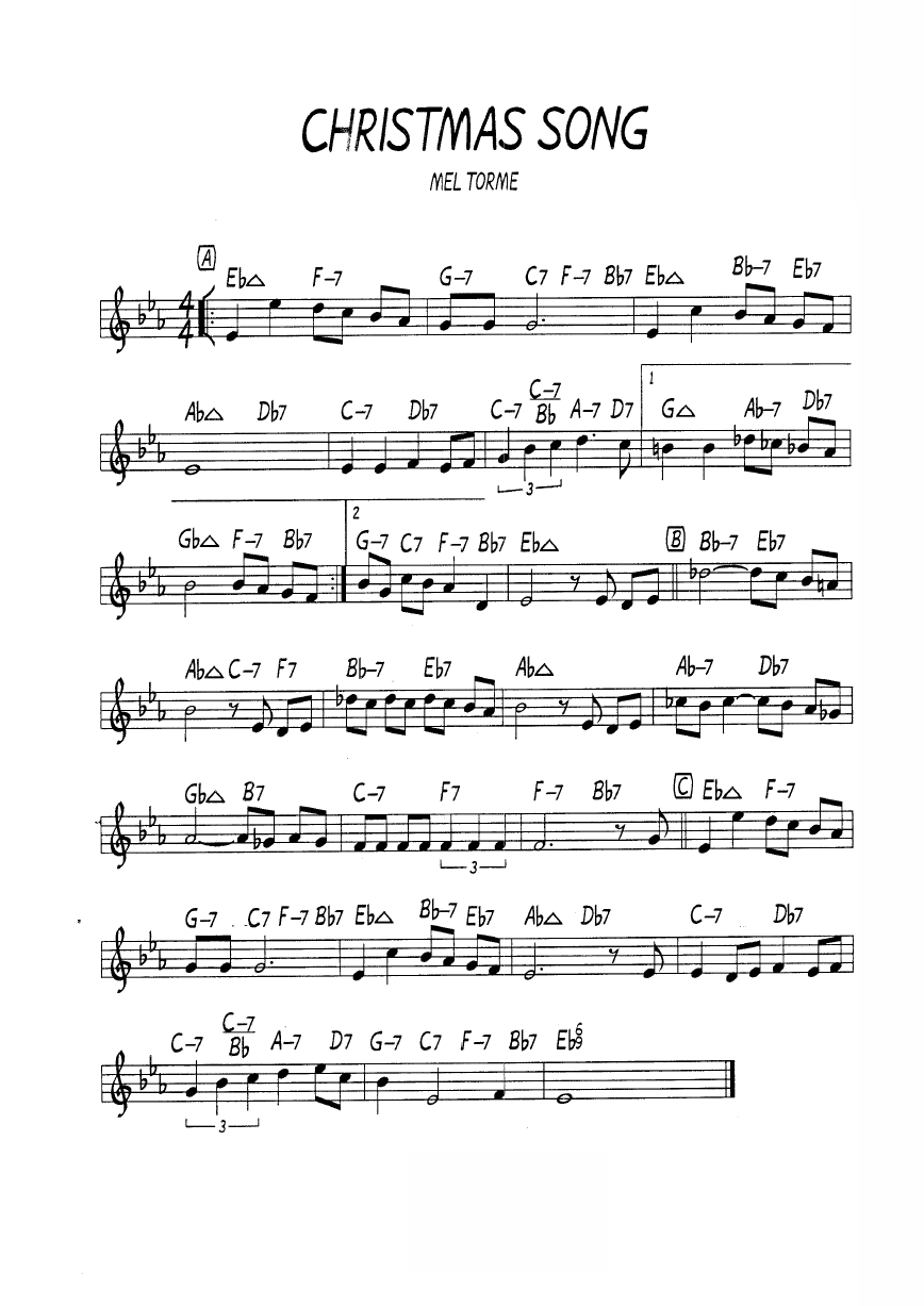 Ноты джазового стандарта: Christmas song (Mel Torme)