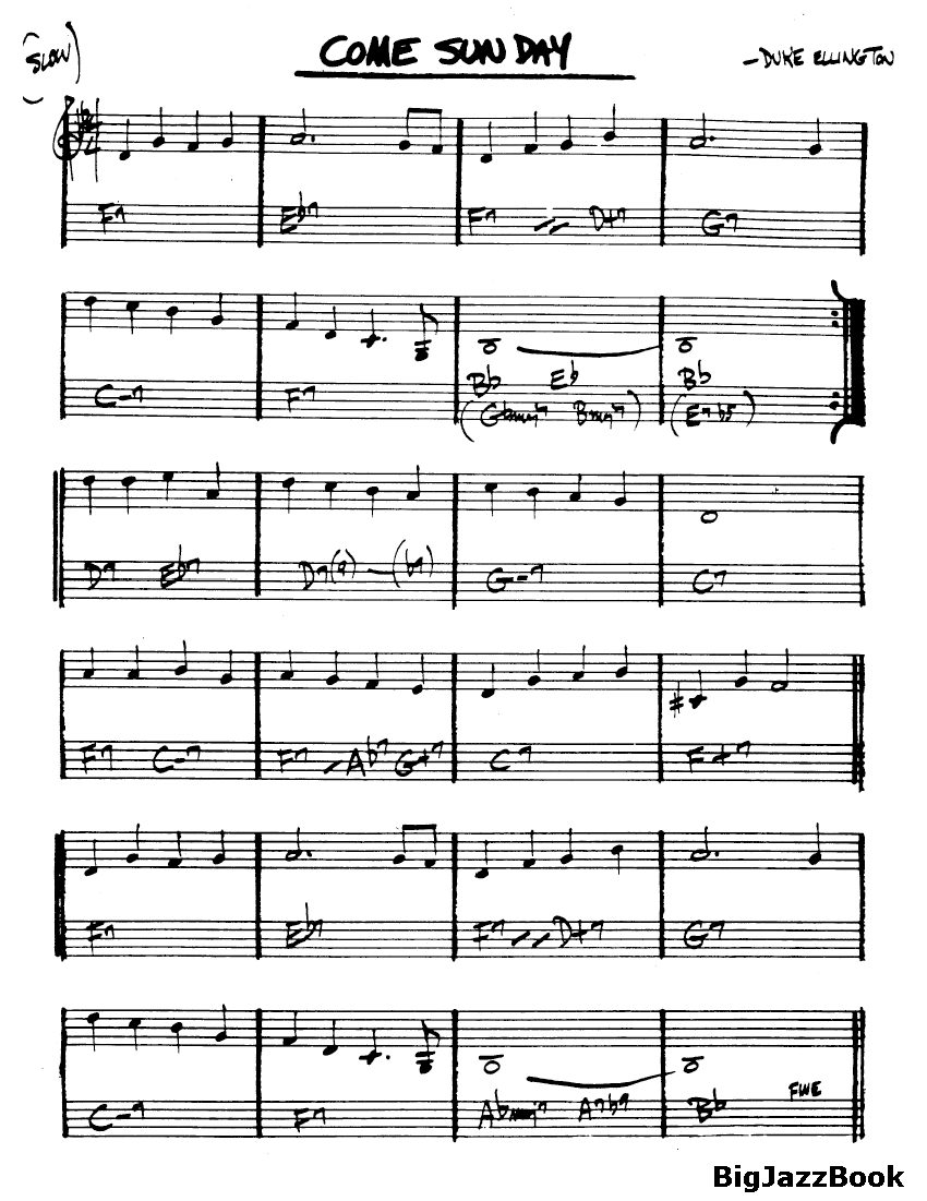 Ноты джазового стандарта: Come sunday (Duke Ellington)