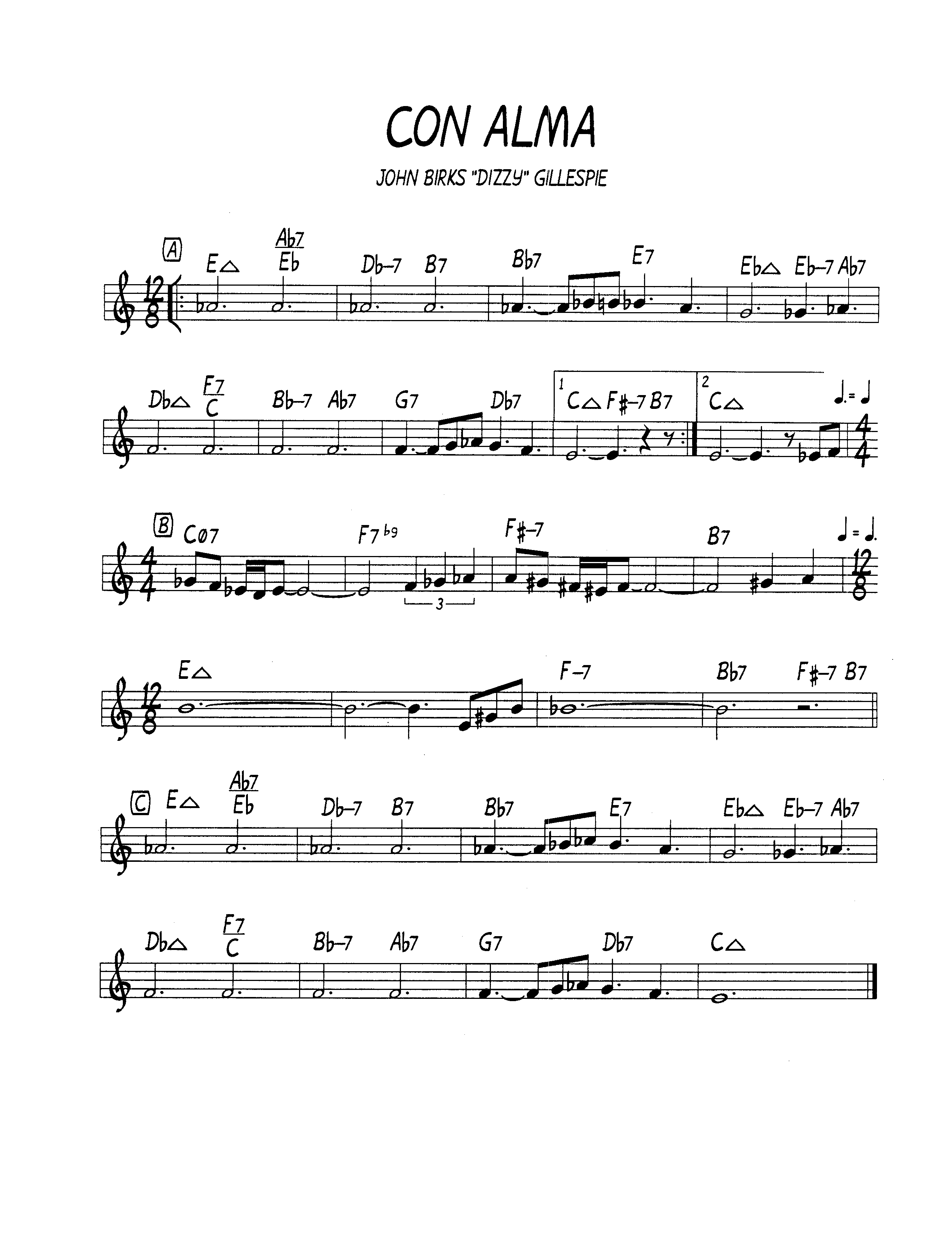 Ноты джазового стандарта: Con alma (Dizzy Gillespie)