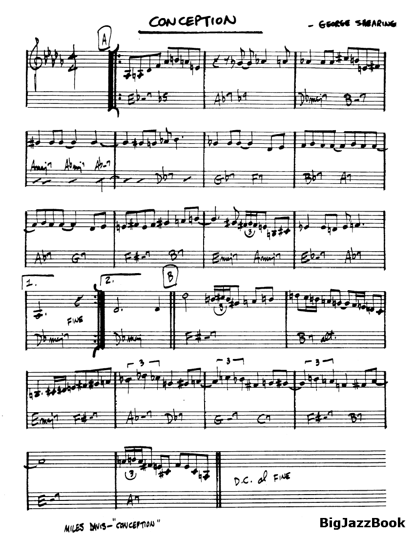 Ноты джазового стандарта: Conception (George Shearing)