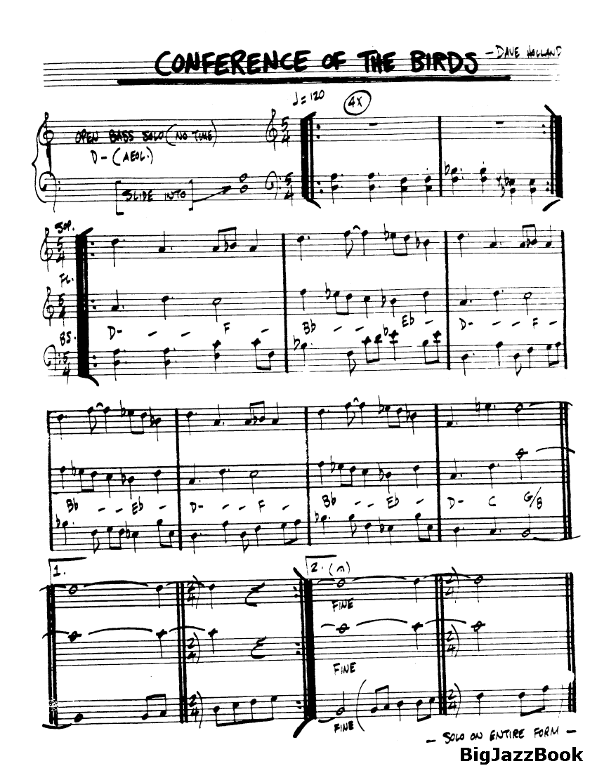 Ноты джазового стандарта: Conference of the birds (Dave Holland)