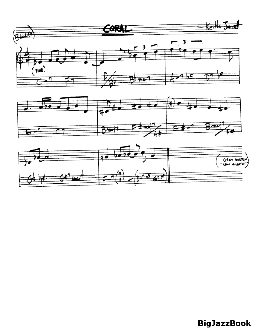 Ноты джазового стандарта: Coral (Keith Jarrett)