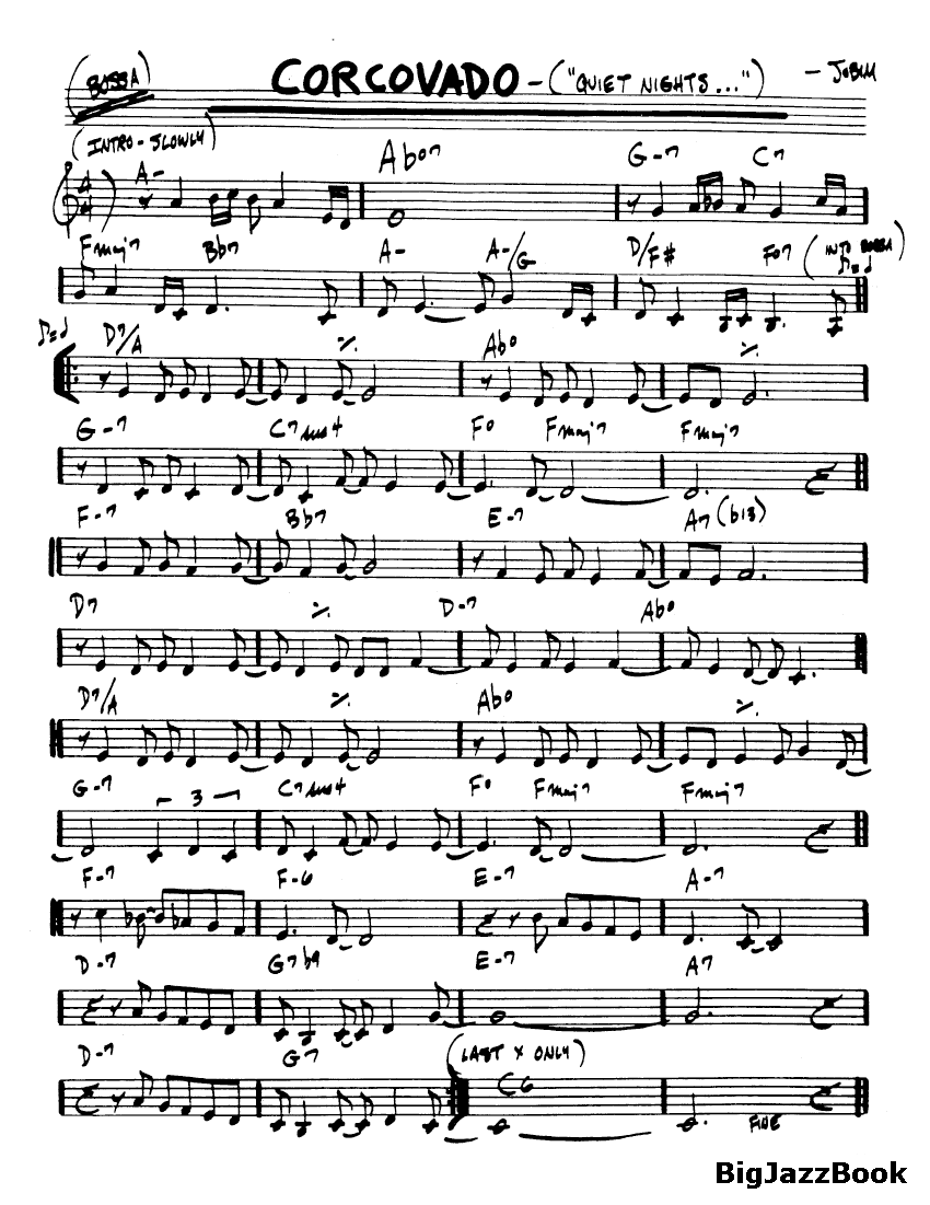Ноты джазового стандарта: Corcovado (Antonio Carlos Jobim)