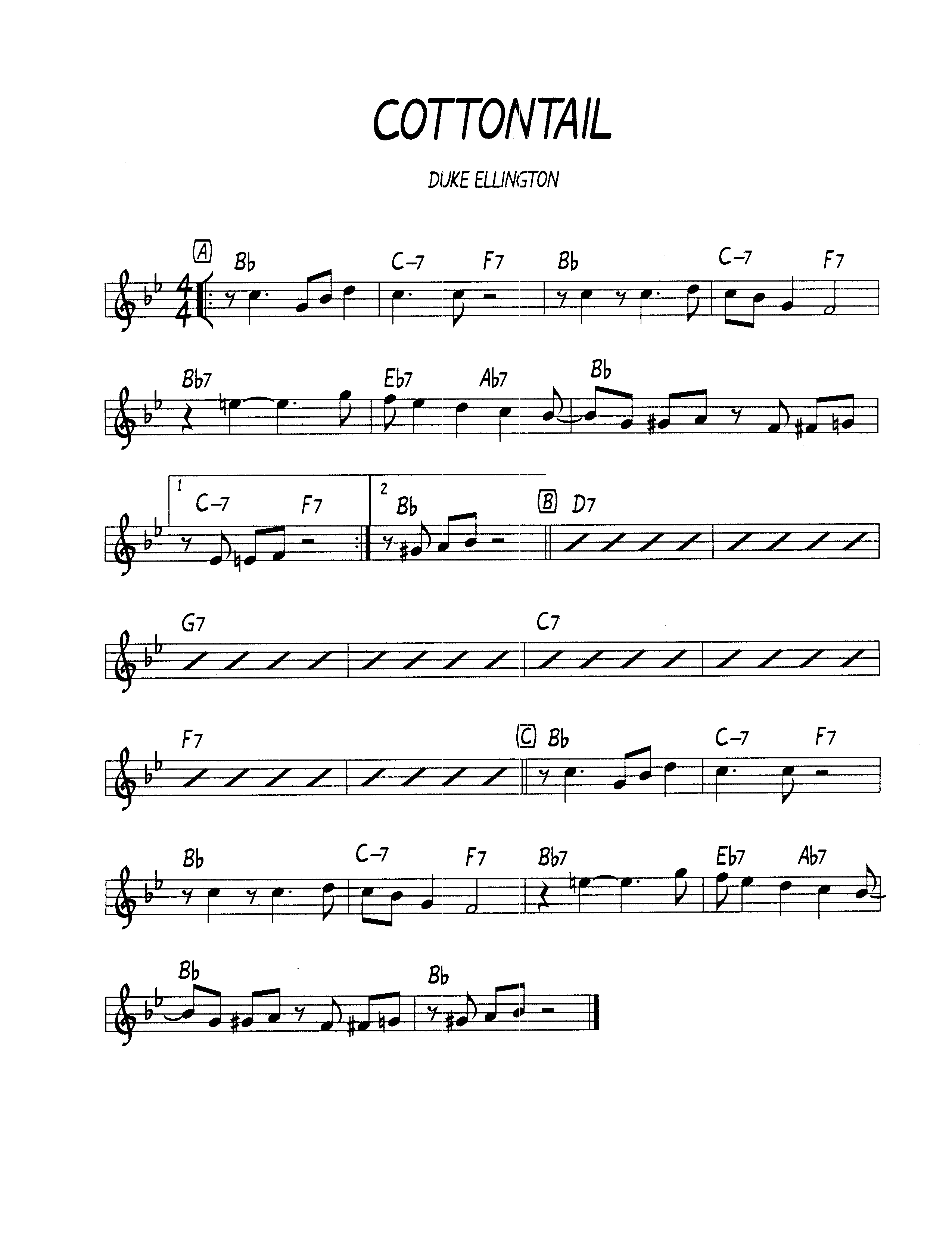 Ноты джазового стандарта: Cottontail (Duke Ellington)
