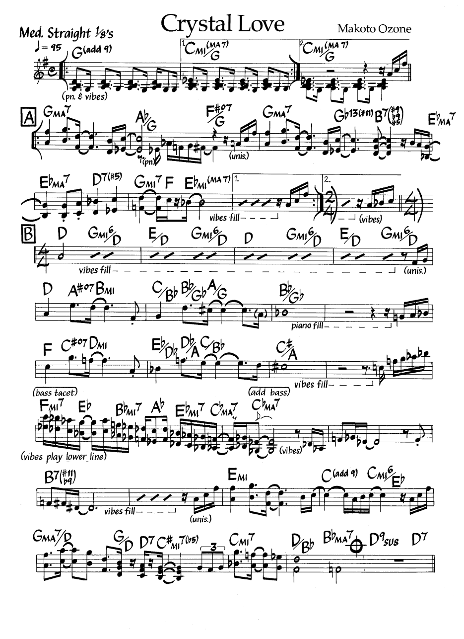 Ноты джазового стандарта: Crystal love (Makoto Ozone)