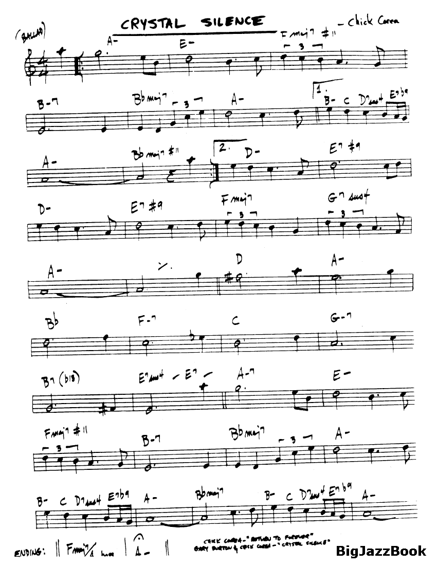 Ноты джазового стандарта: Crystal silence (Chick Corea)