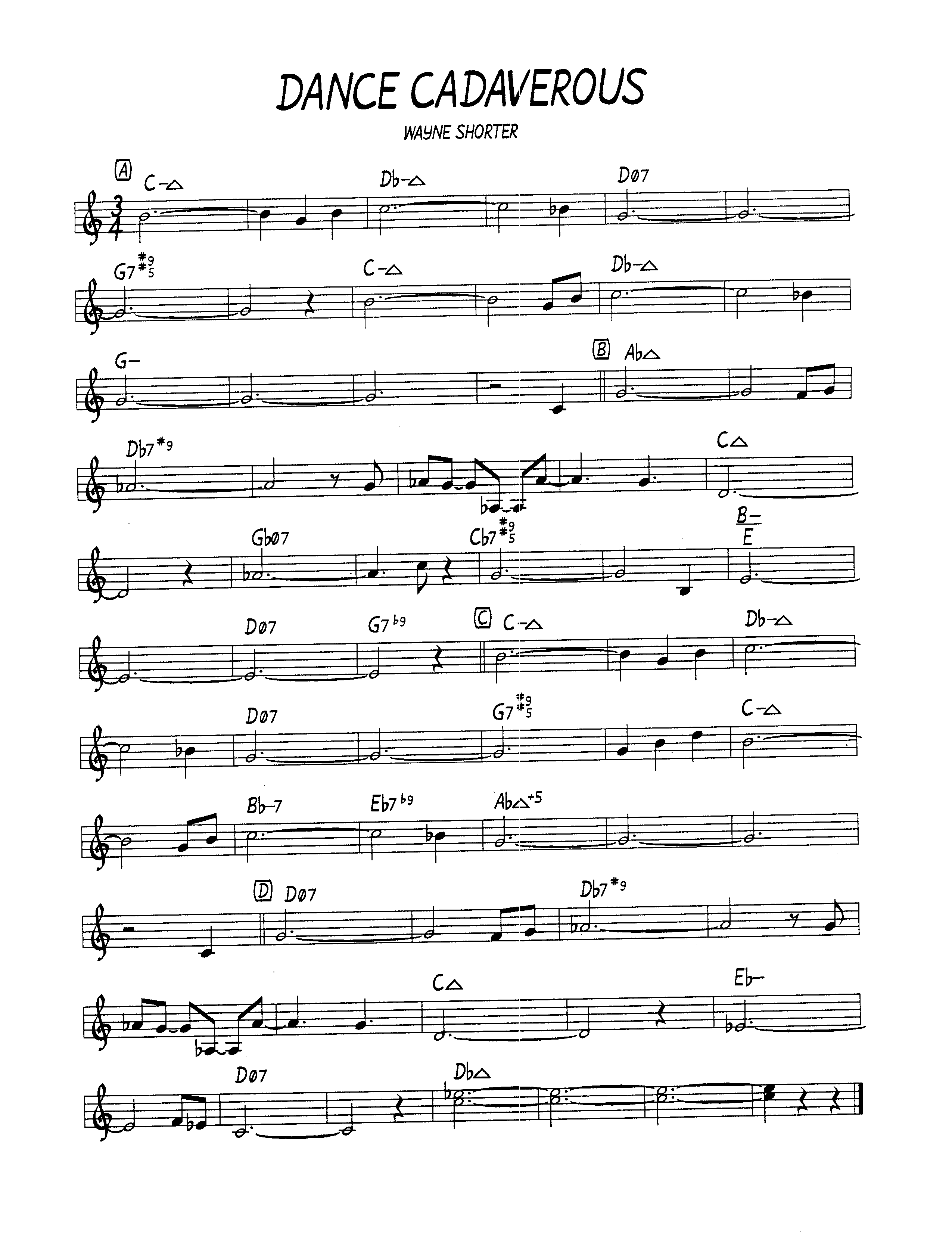 Ноты джазового стандарта: Dance cadaverous (Wayne Shorter)