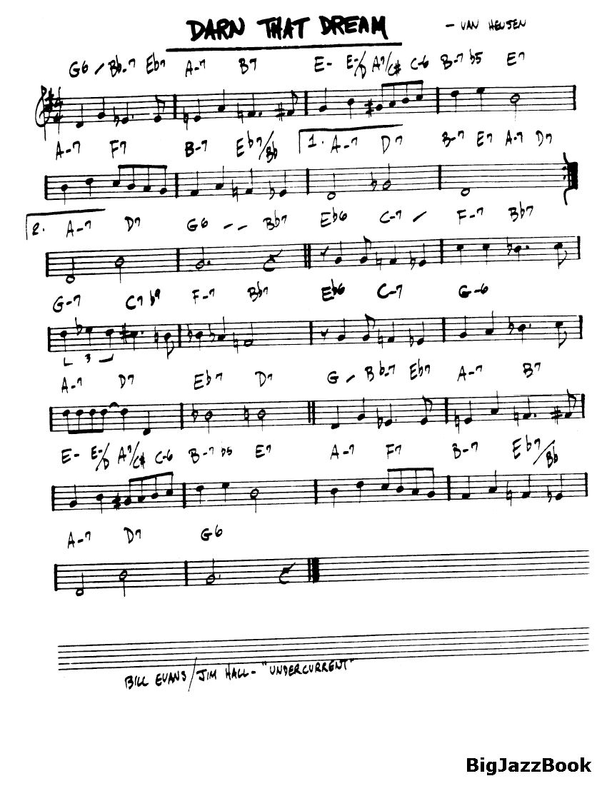 Ноты джазового стандарта: Darn that dream (Jimmi Van Heusen)