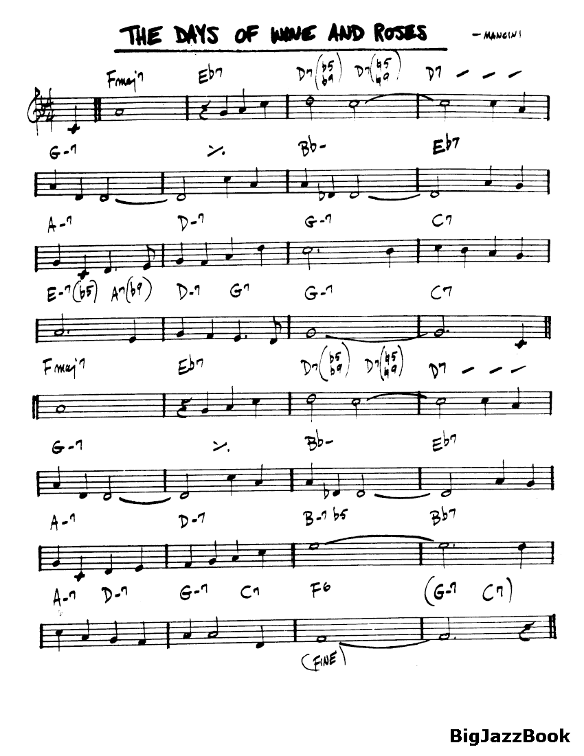 Ноты джазового стандарта: Days of wine and roses (Henry Mancini)