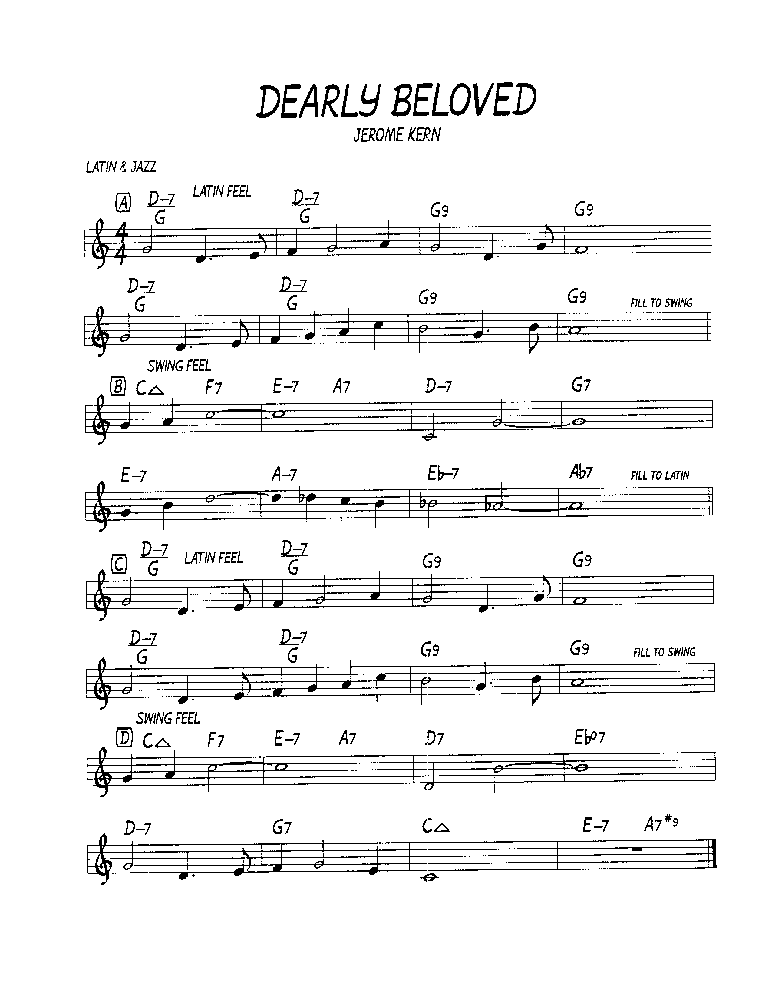 Ноты джазового стандарта: Dearly beloved (Jerome Kern/Johnny Mercer)