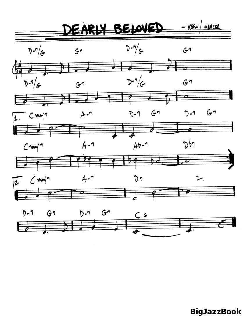 Ноты джазового стандарта: Dearly beloved (Jerome Kern/Johnny Mercer)