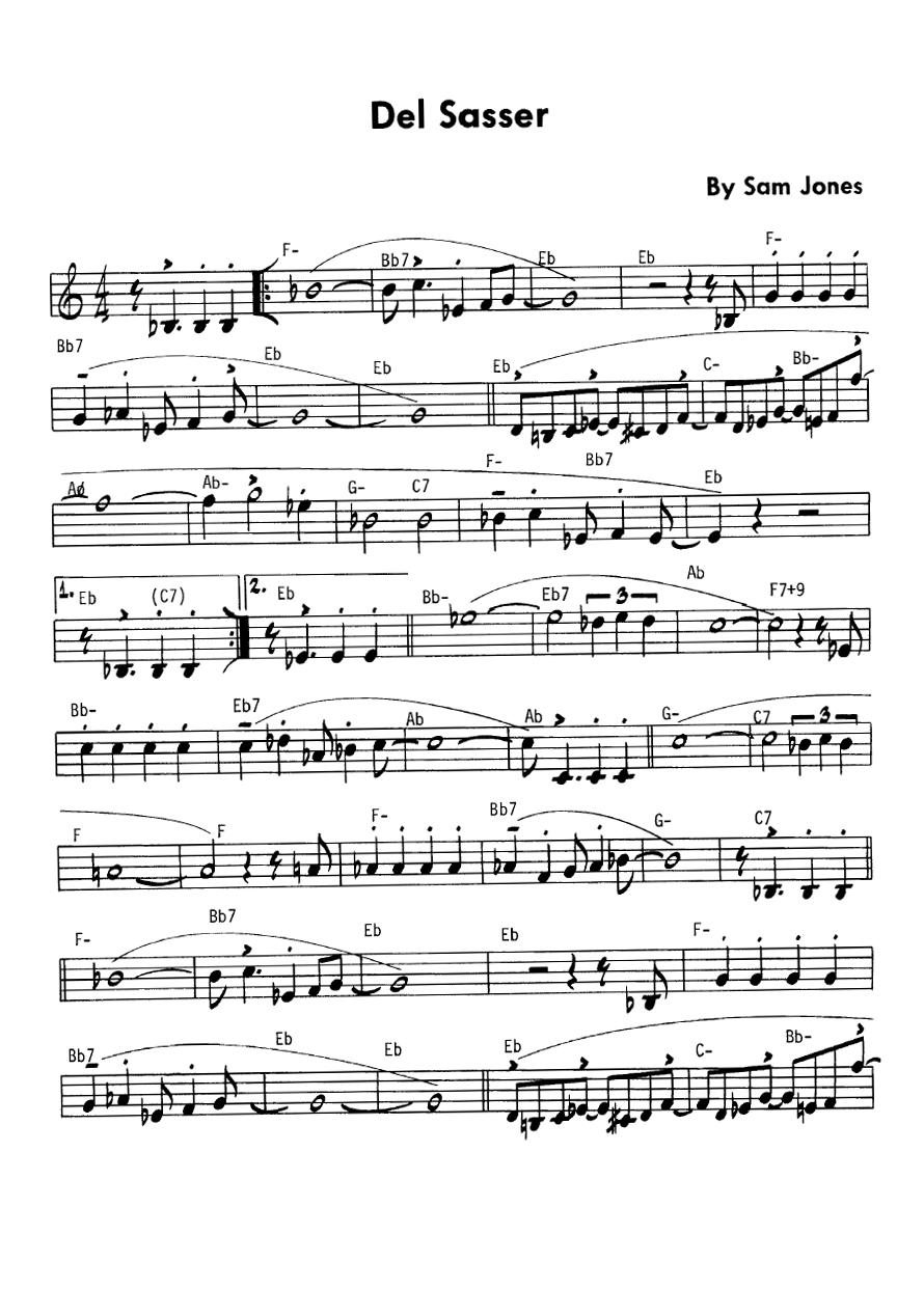 Ноты джазового стандарта: Del sasser (Sam Jones)