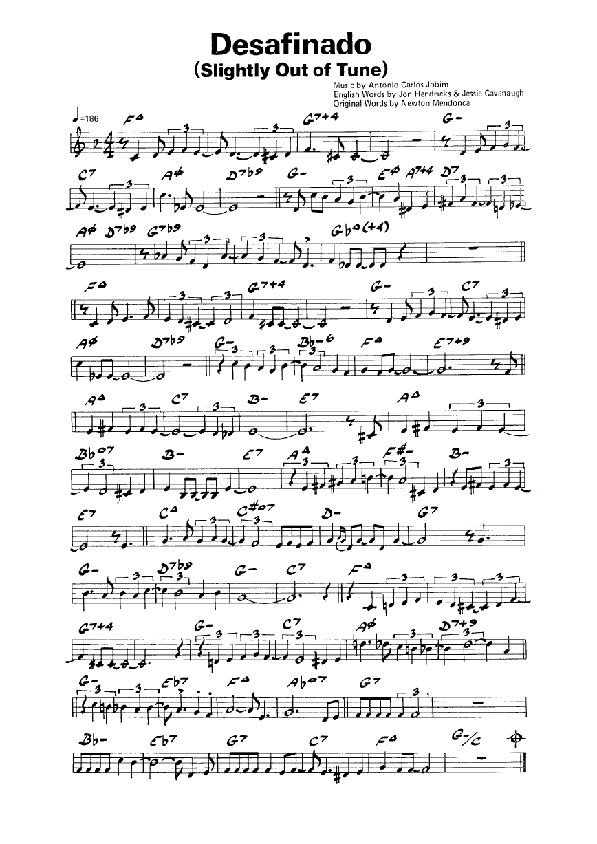Ноты джазового стандарта: Desafinado (A.C.Jobim)