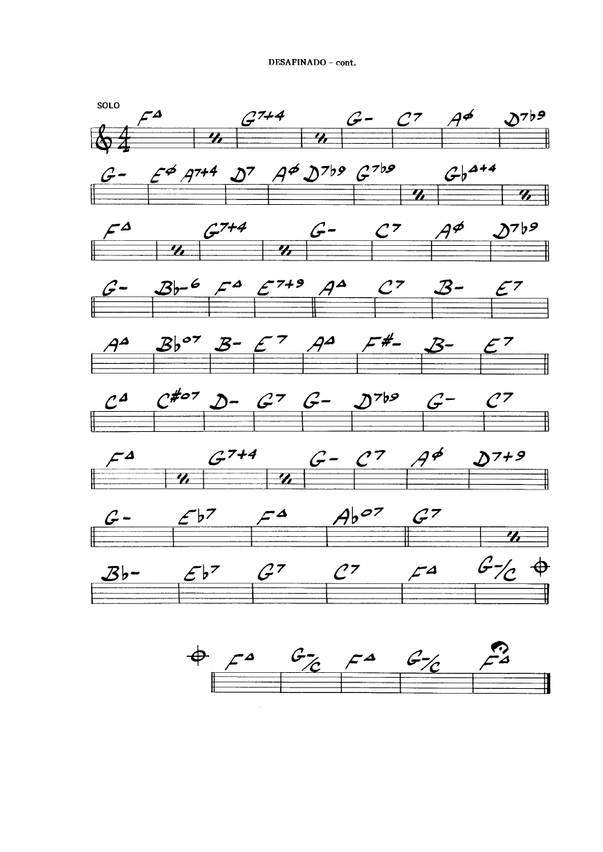Ноты джазового стандарта: Desafinado (A.C.Jobim)