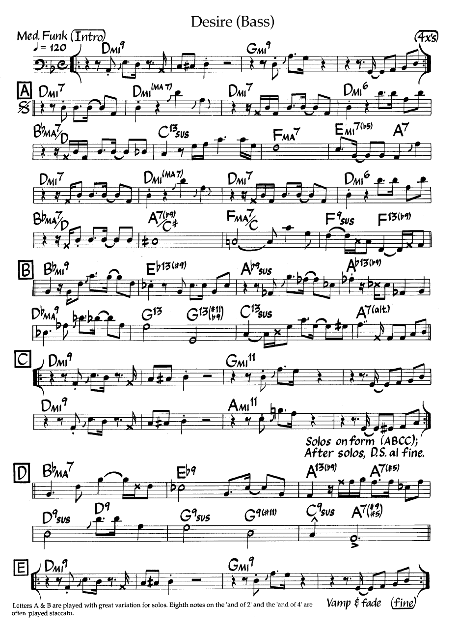 Ноты джазового стандарта: Desire (Tom Scott)