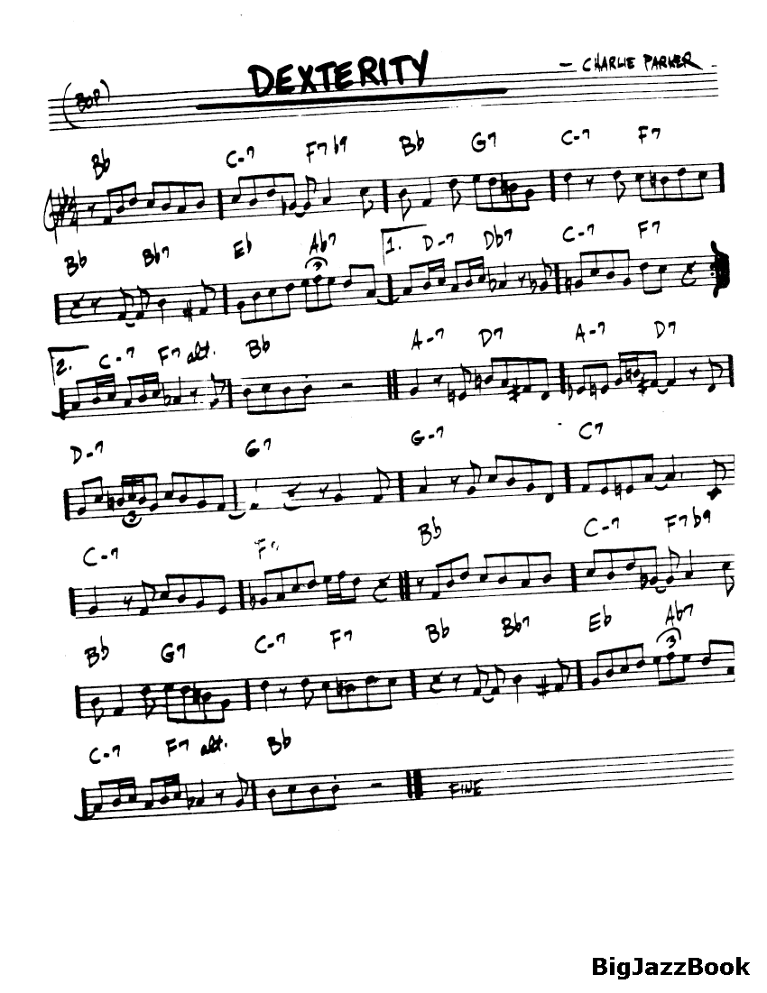 Ноты джазового стандарта: Dexterity (Charlie Parker)