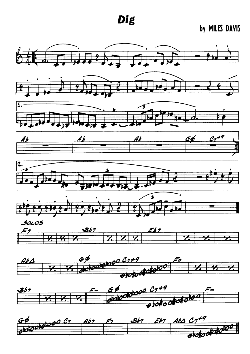 Ноты джазового стандарта: Dig (Miles Davis)