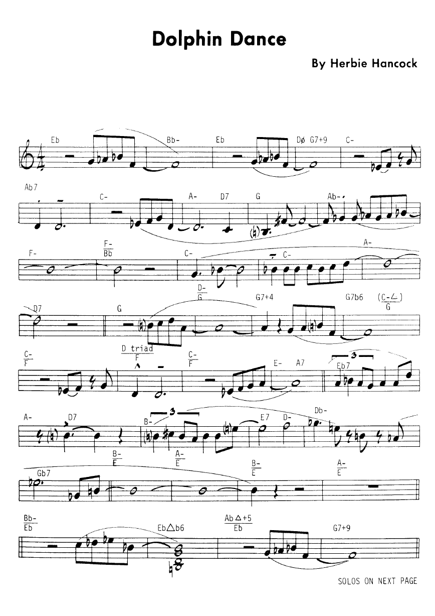Ноты джазового стандарта: Dolphin Dance (Herbie Hancock)
