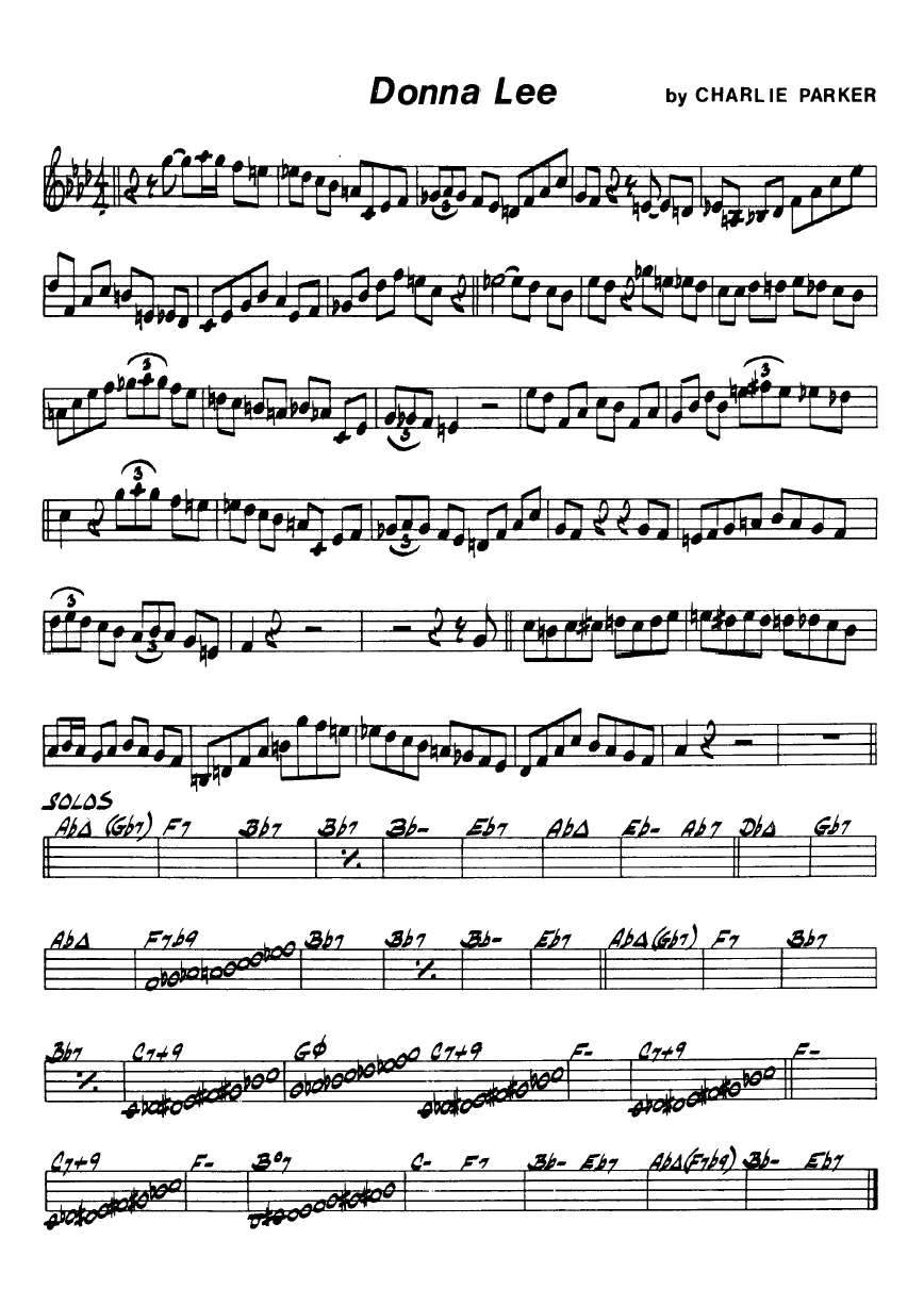 Ноты джазового стандарта: Donna lee (Charlie Parker)