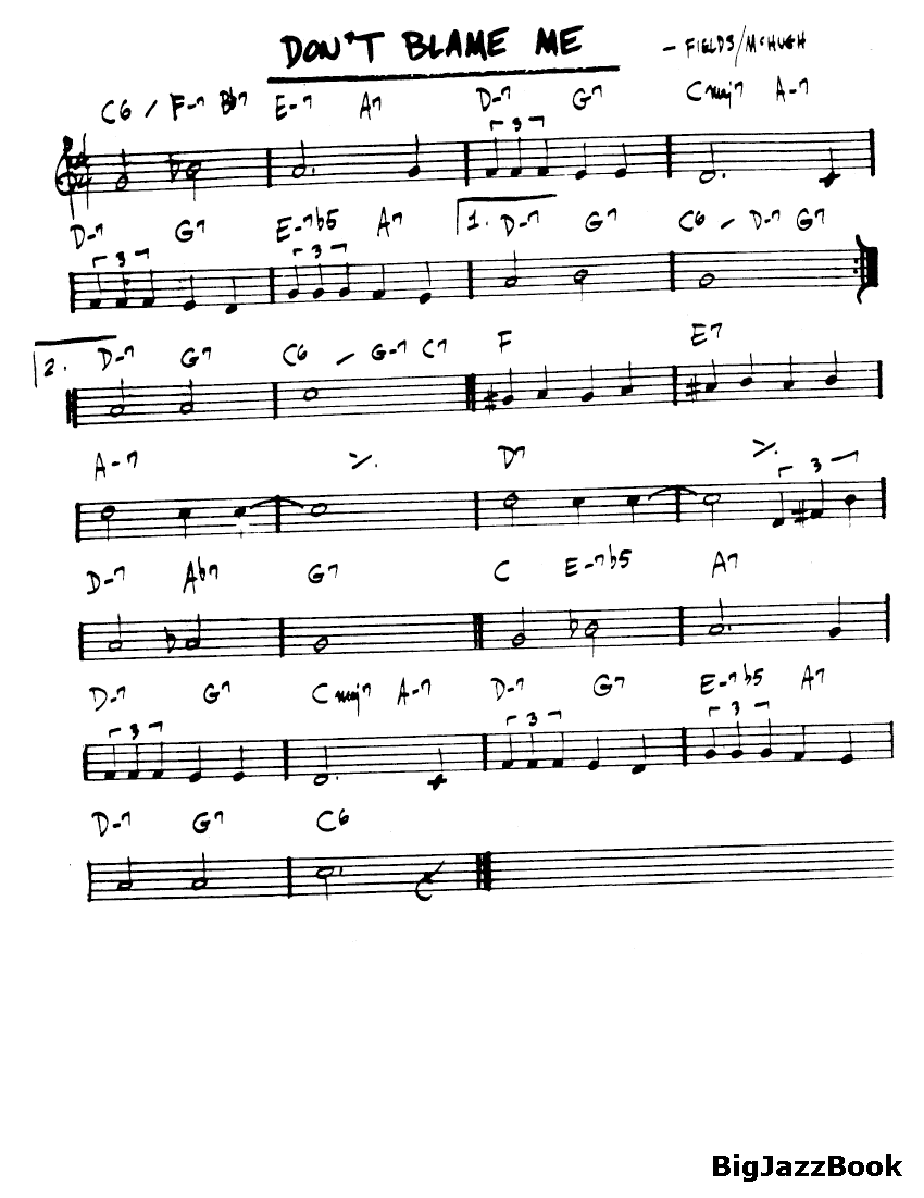 Ноты джазового стандарта: Don't blame me (Fields/McHugh)