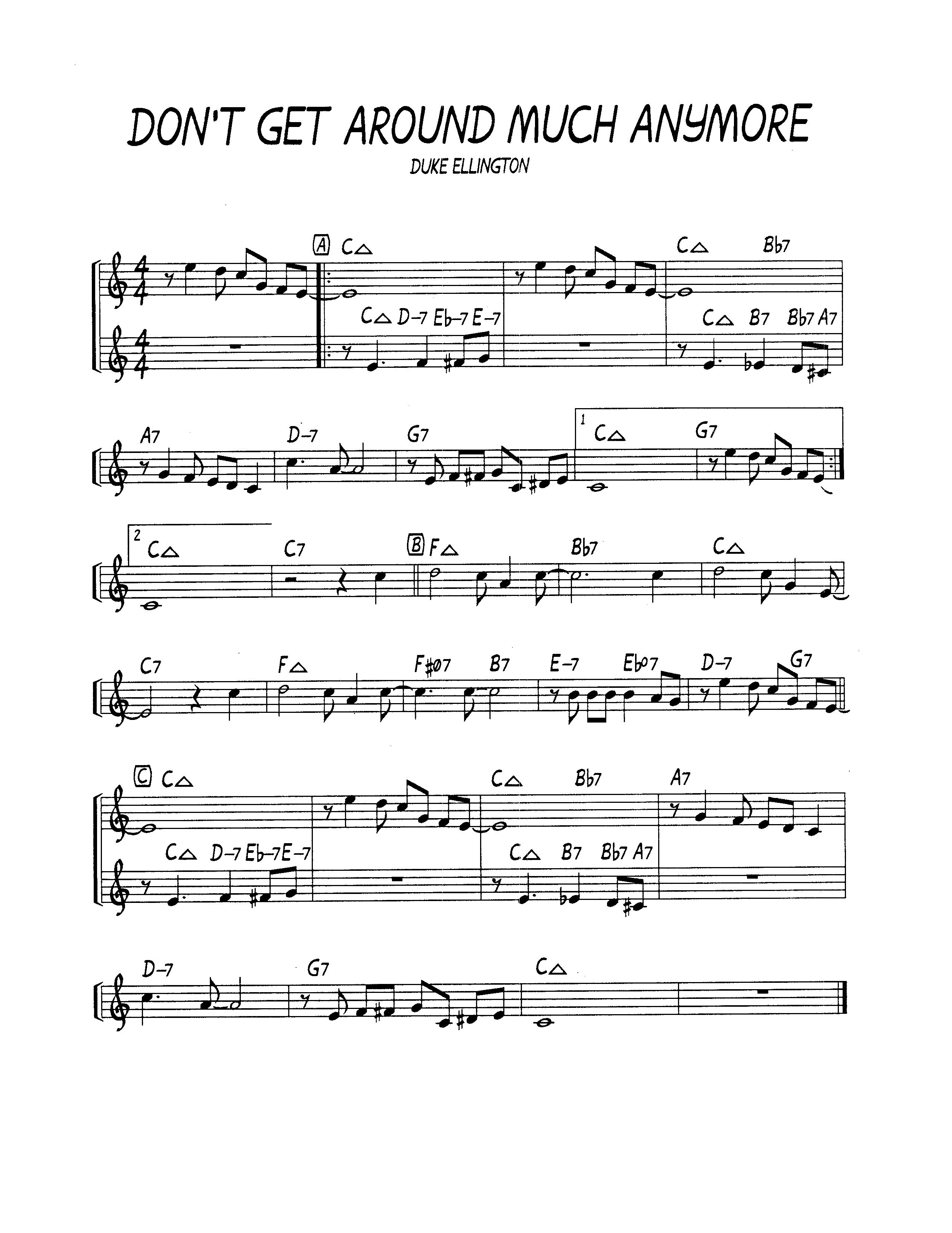 Ноты джазового стандарта: Don't get around much anymore (Duke Ellington)
