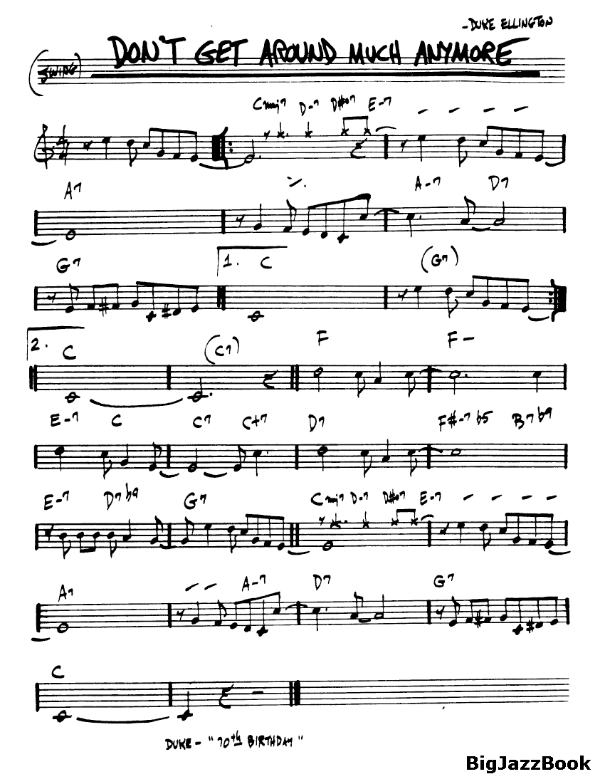 Ноты джазового стандарта: Don't get around much anymore (Duke Ellington)