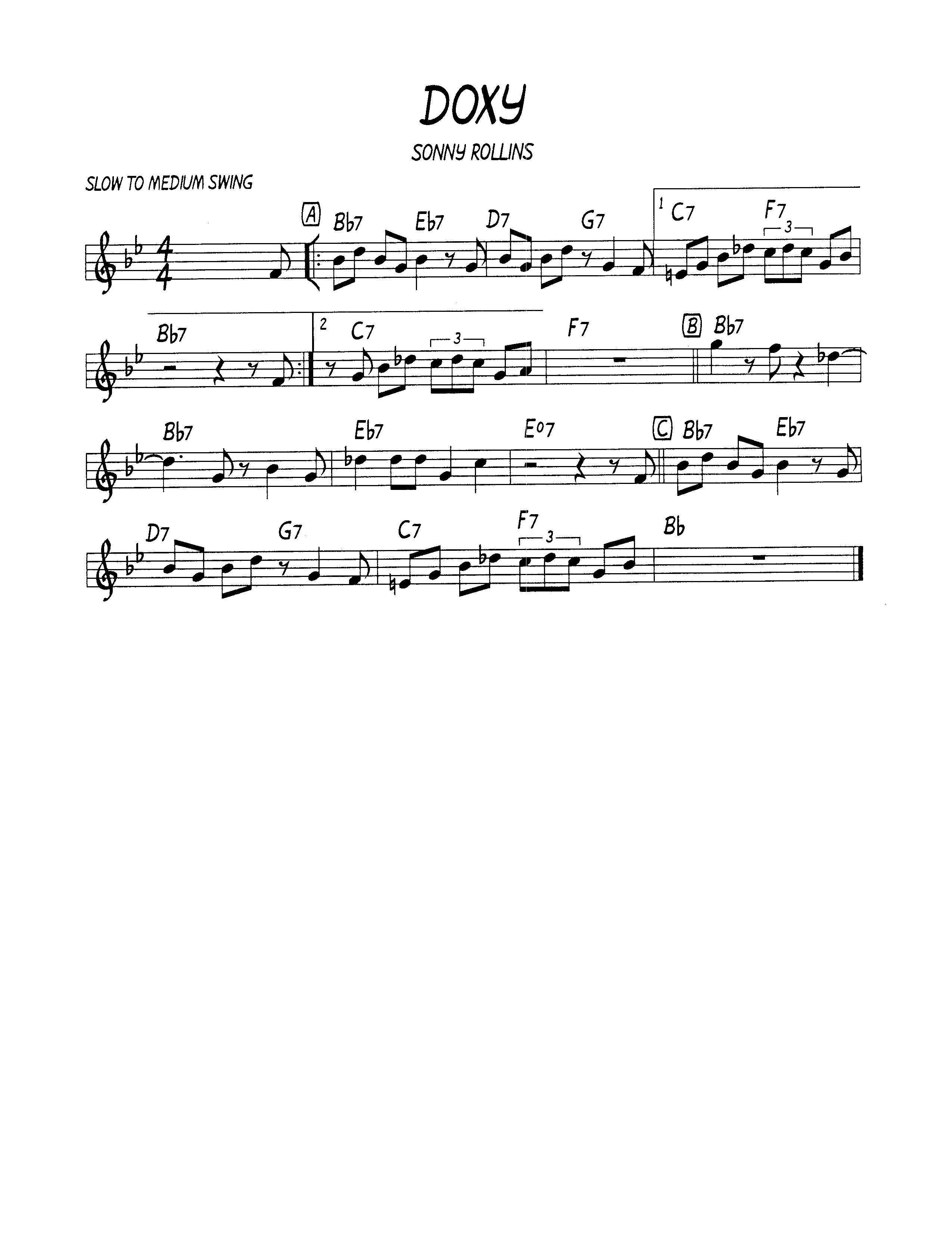 Ноты джазового стандарта: Doxy (Sonny Rollins)