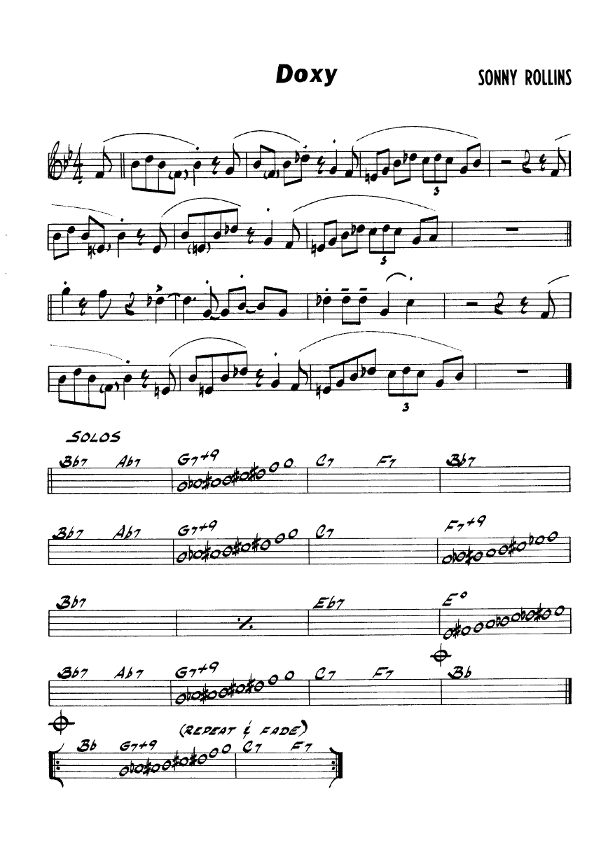 Ноты джазового стандарта: Doxy (Sonny Rollins)