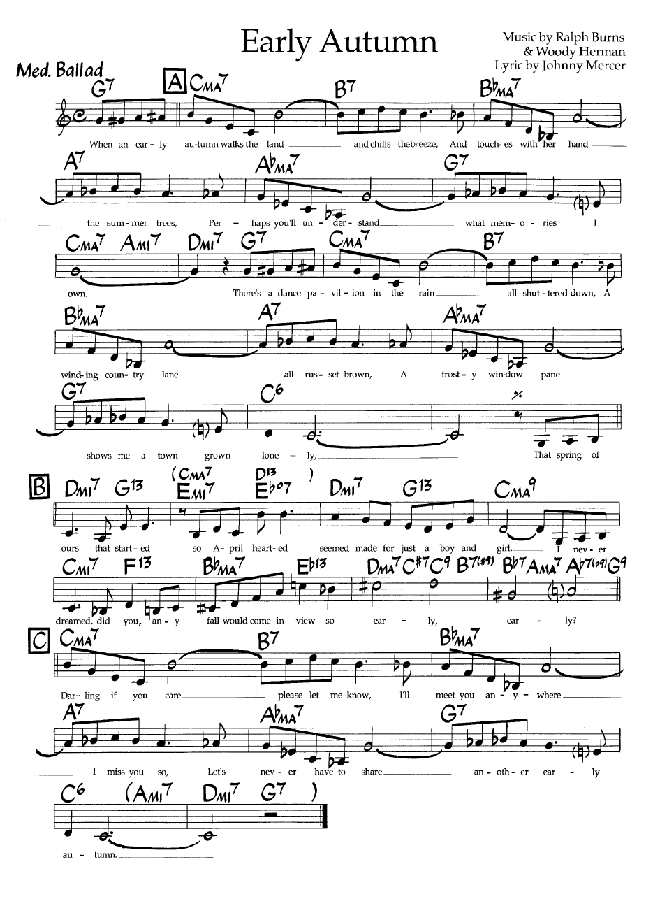 Ноты джазового стандарта: Early autumn (Raiph Burns/Woody Herman/Johnny Mercer)