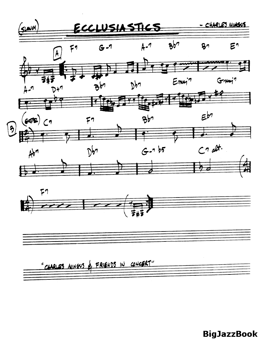 Ноты джазового стандарта: Ecclusiastics (Charles Mingus)
