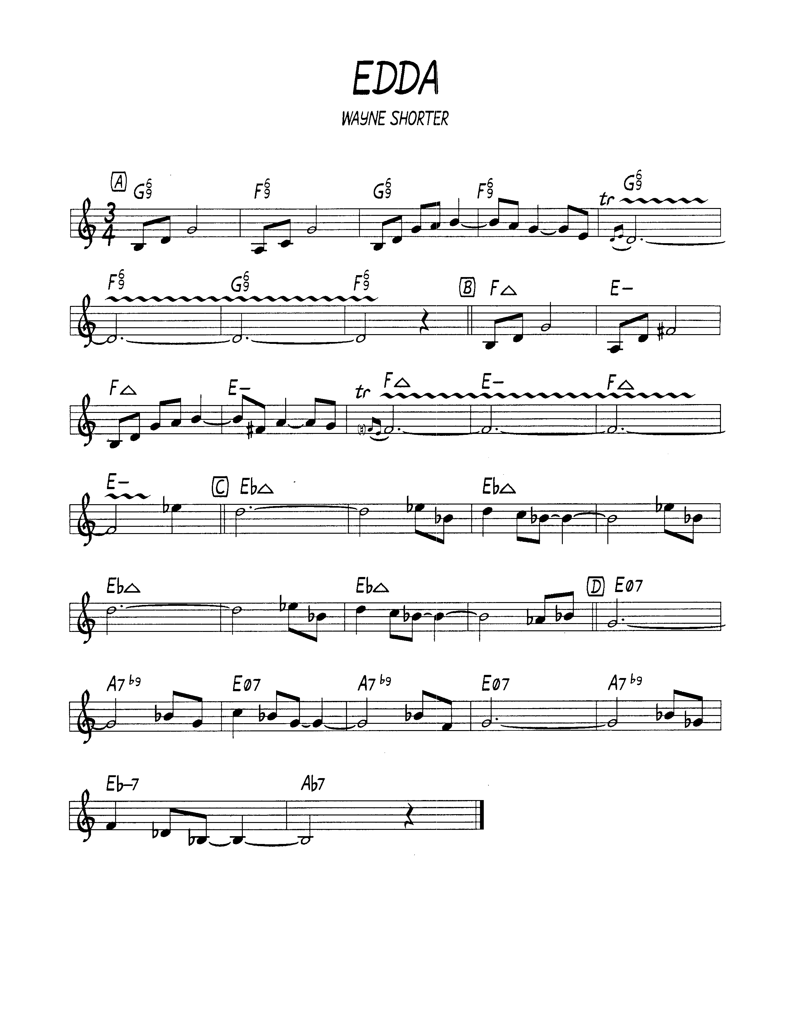 Ноты джазового стандарта: Edda (Wayne Shorter)