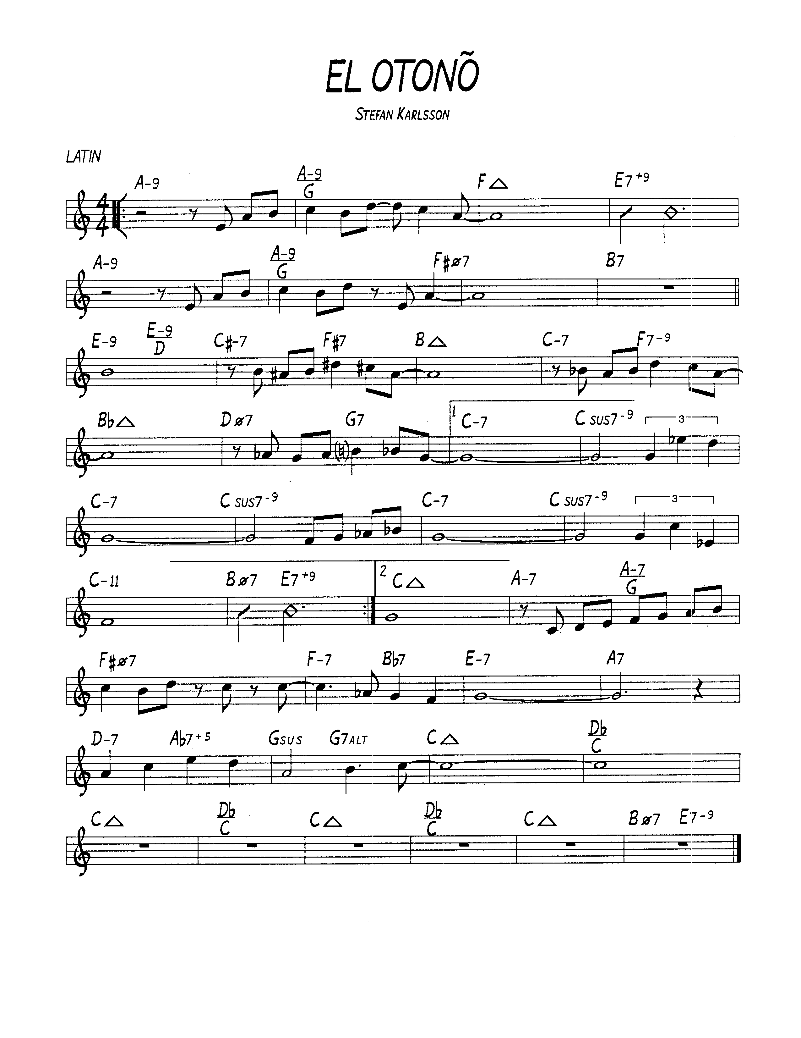 Ноты джазового стандарта: El otono (Stefan Karlsson)