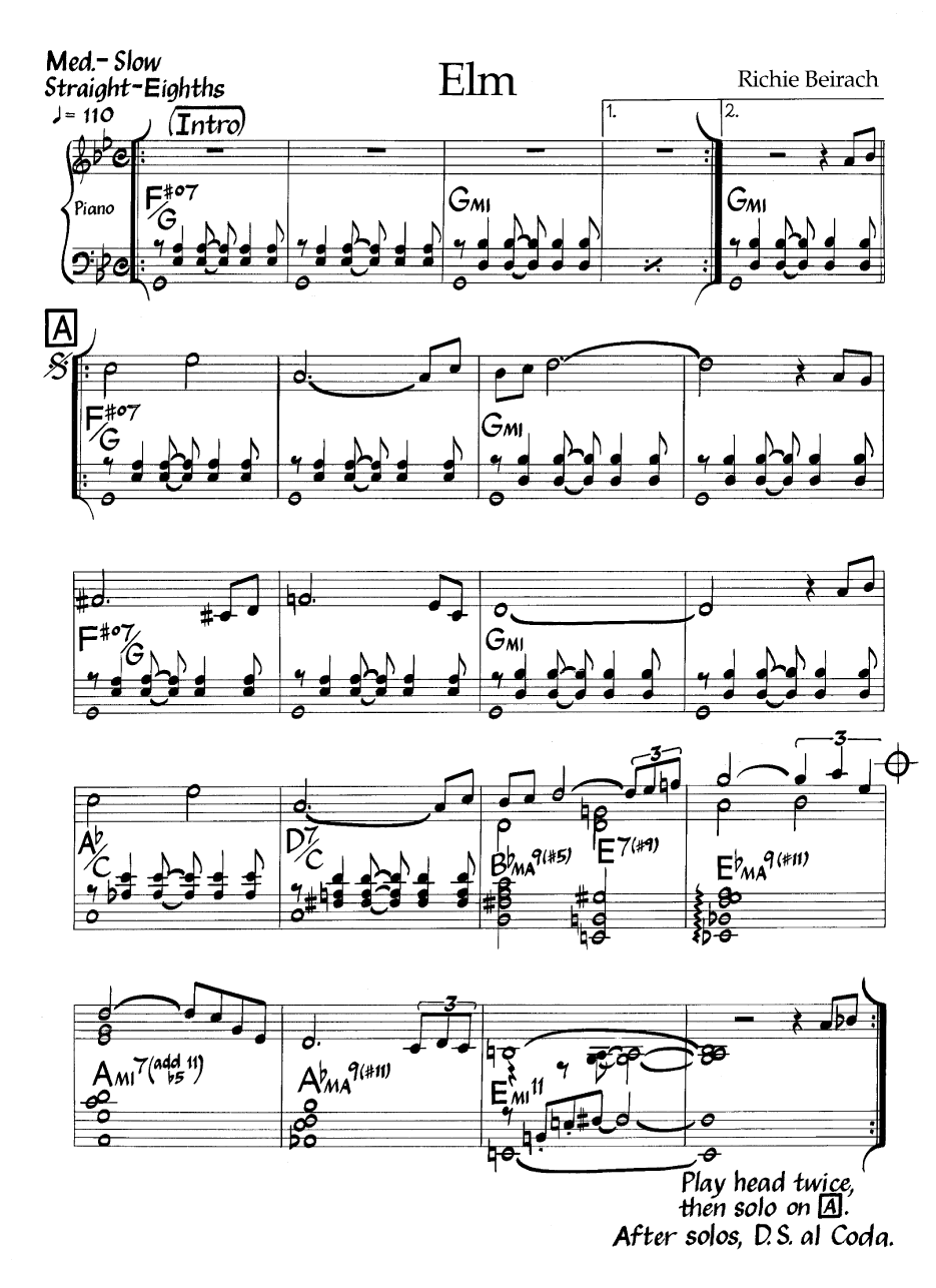 Ноты джазового стандарта: Elm (Richie Beirach)