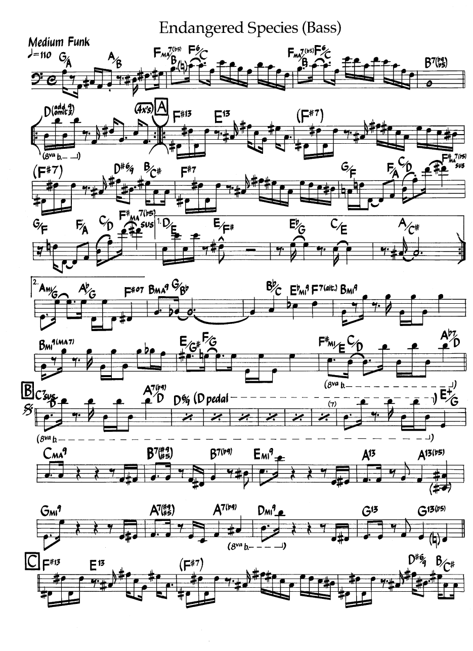 Ноты джазового стандарта: Endangered species (Wayne Shorter)