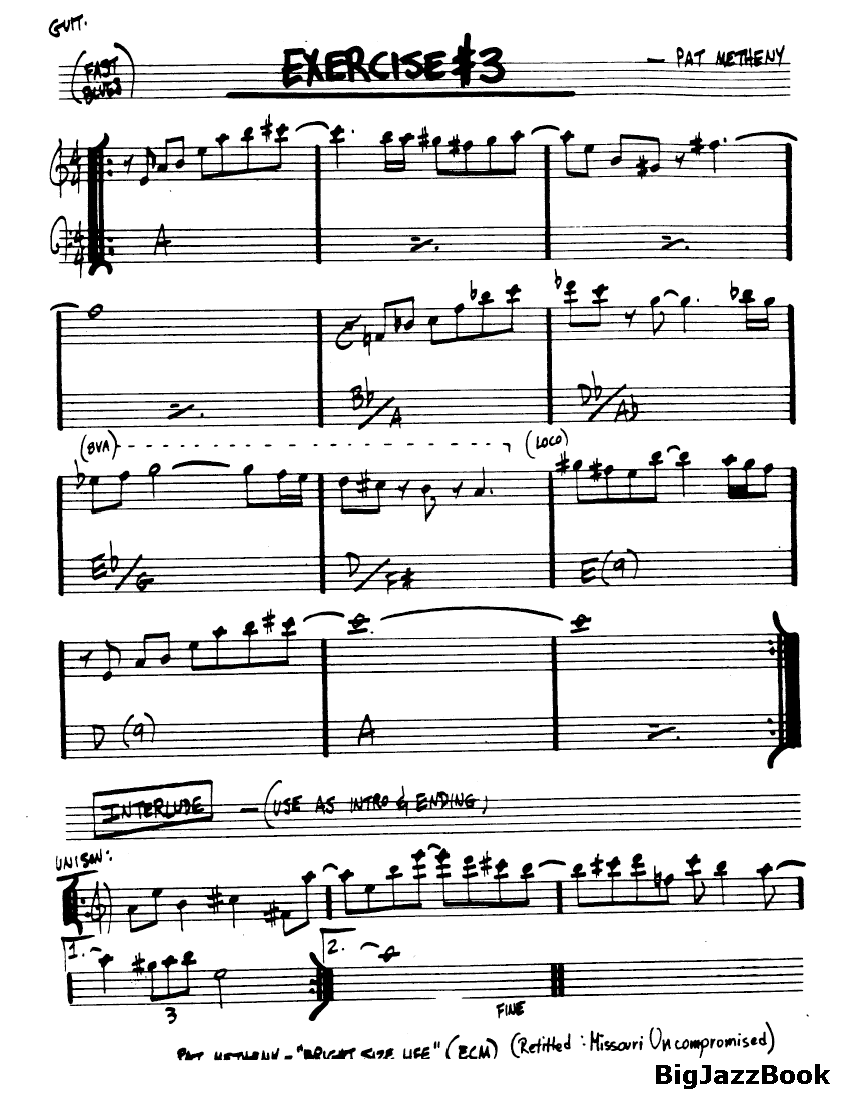 Ноты джазового стандарта: Exercise#3 (Pat Metheny)