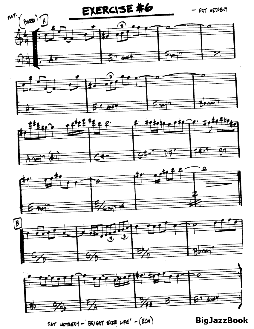 Ноты джазового стандарта: Exercise#6 (Pat Metheny)