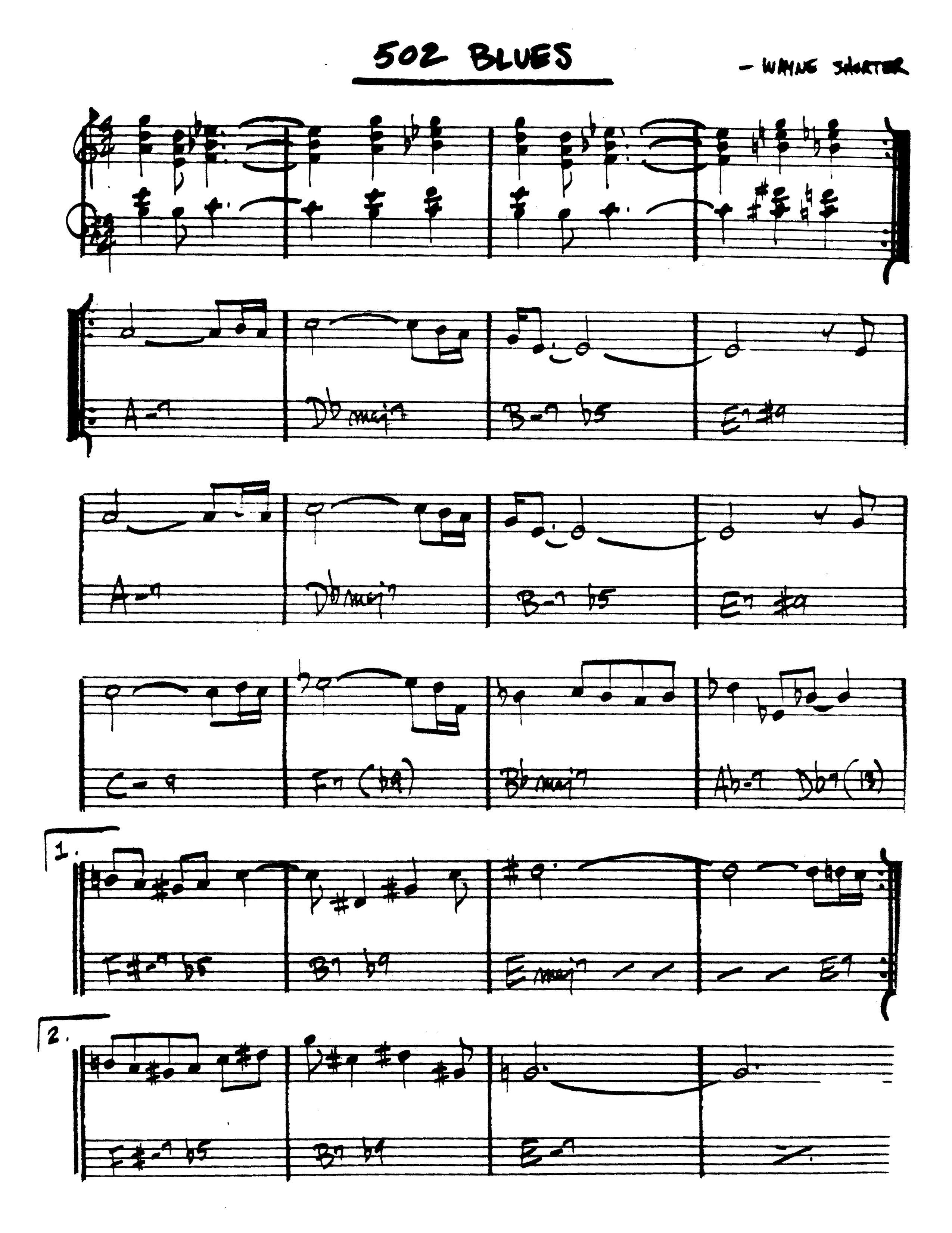 Ноты джазового стандарта: 502 blues (Wayne Shorter)