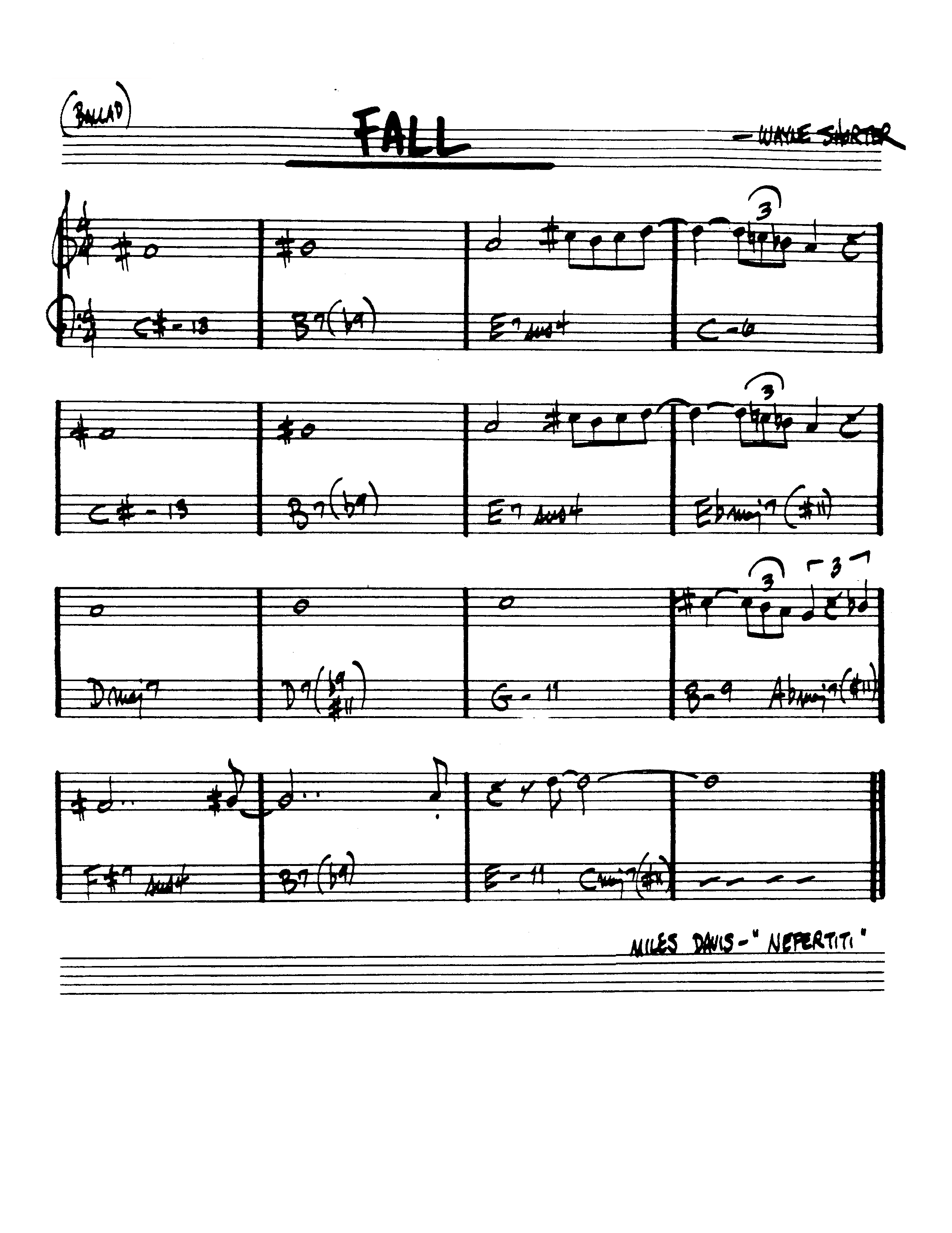 Ноты джазового стандарта: Fall (Wayne Shorter)