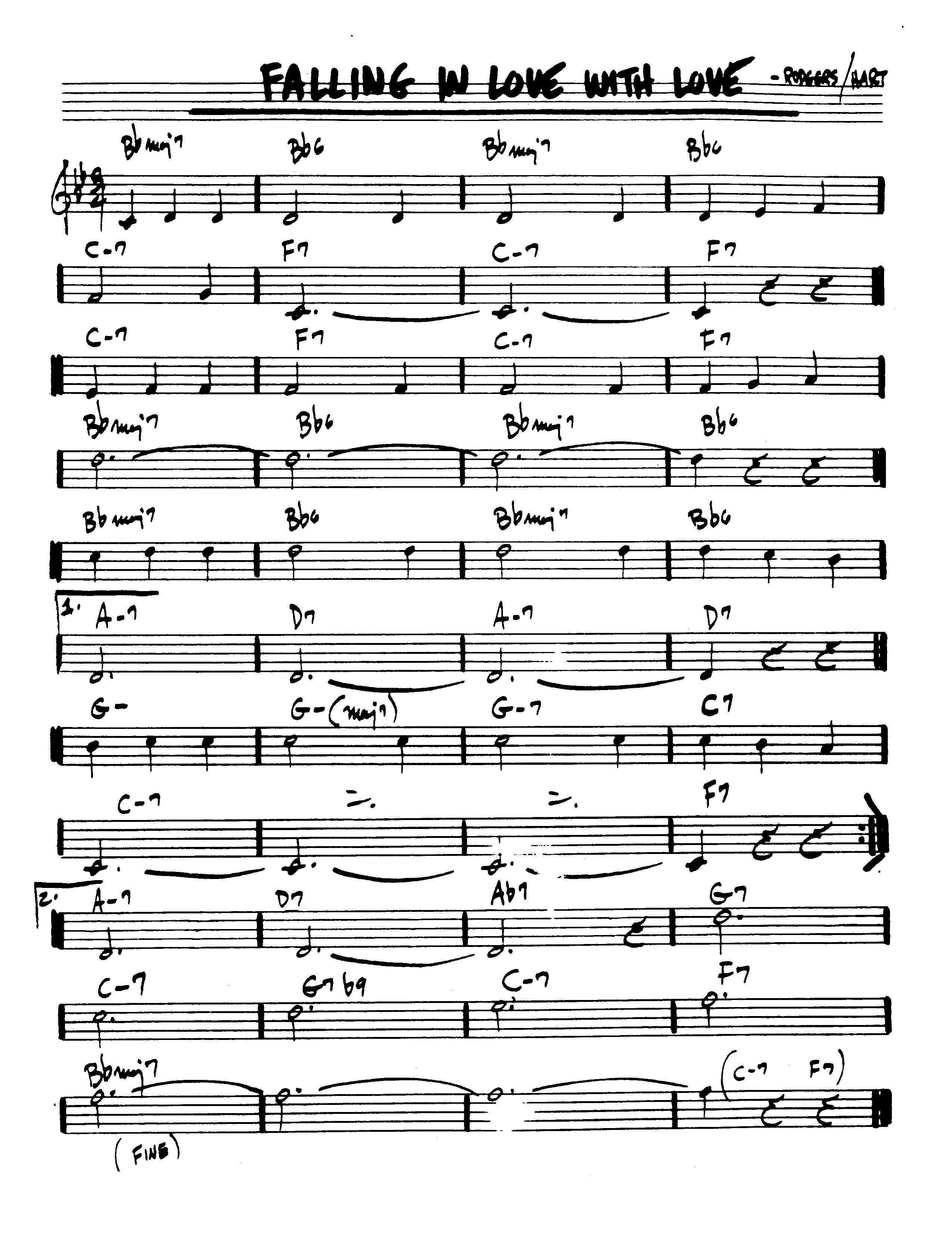 Ноты джазового стандарта: Falling in love with love (Rodgers/Hart)