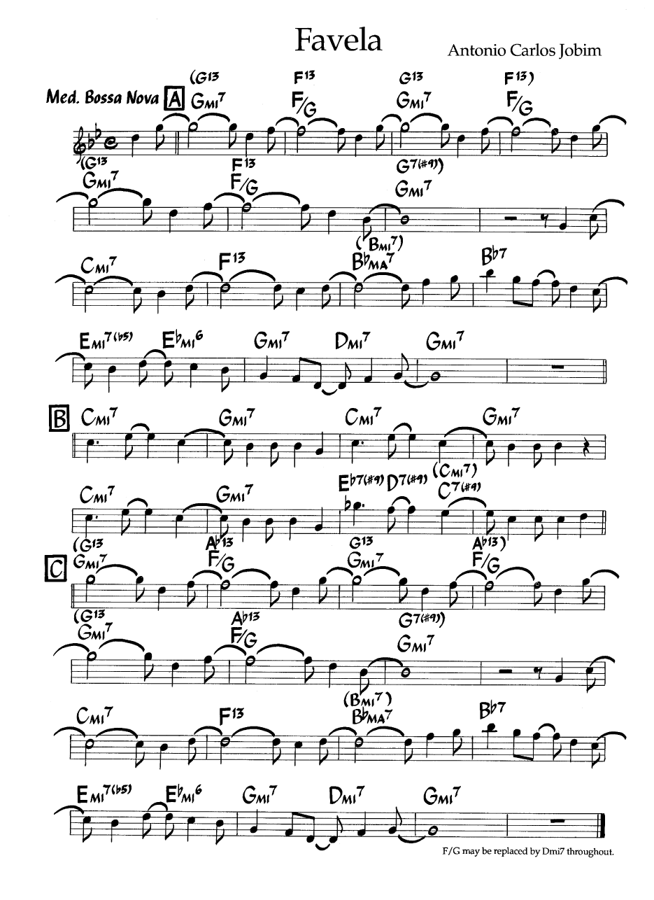 Ноты джазового стандарта: Favela (Antonio Carlos Jobim)