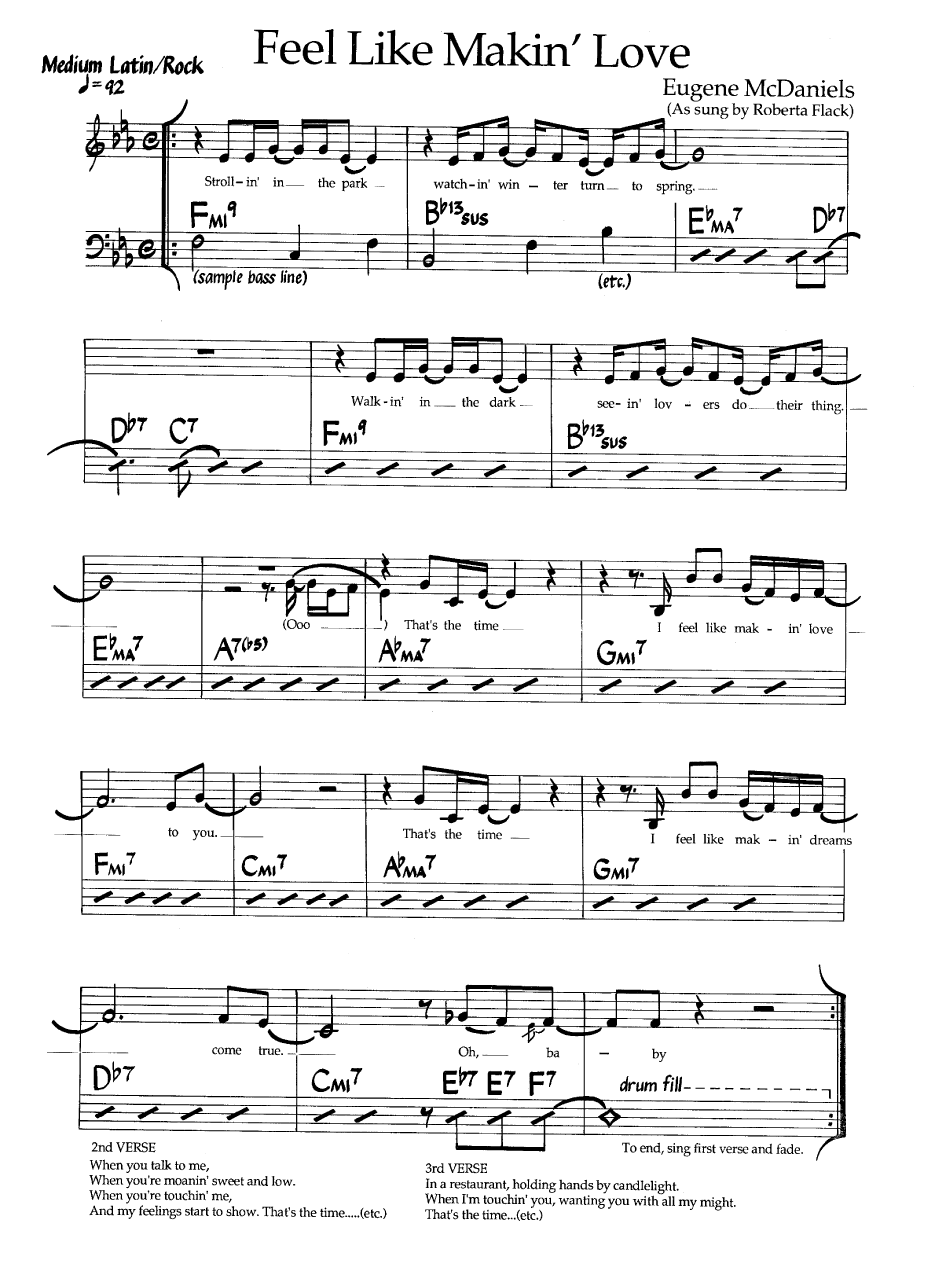 Ноты джазового стандарта: Feel like makin' love (Eugene McDaniels)