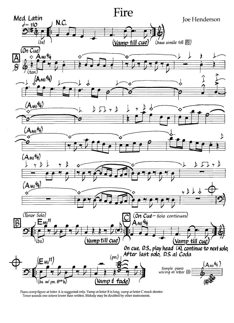 Ноты джазового стандарта: Fire (Joe Henderson)