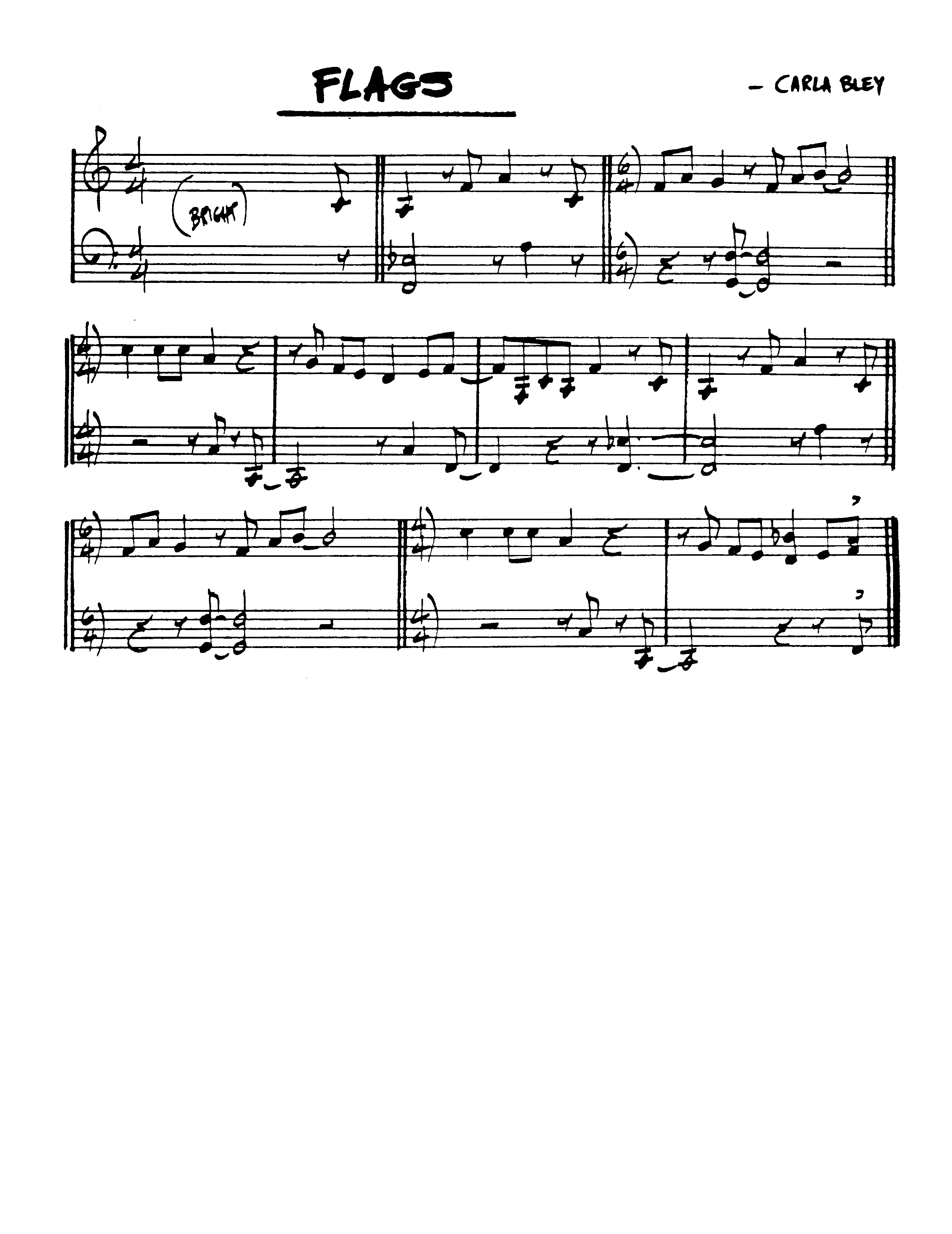 Ноты джазового стандарта: Flags (Carla Bley)