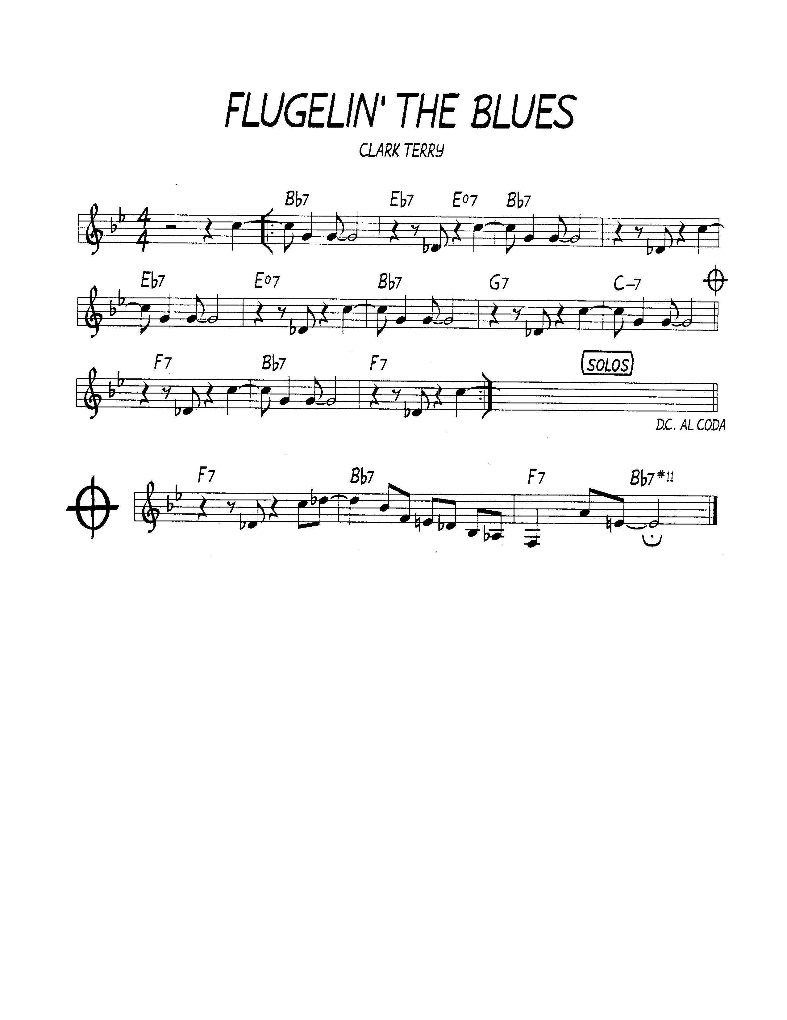 Ноты джазового стандарта: Flugelin' the blues (Clark Terry)