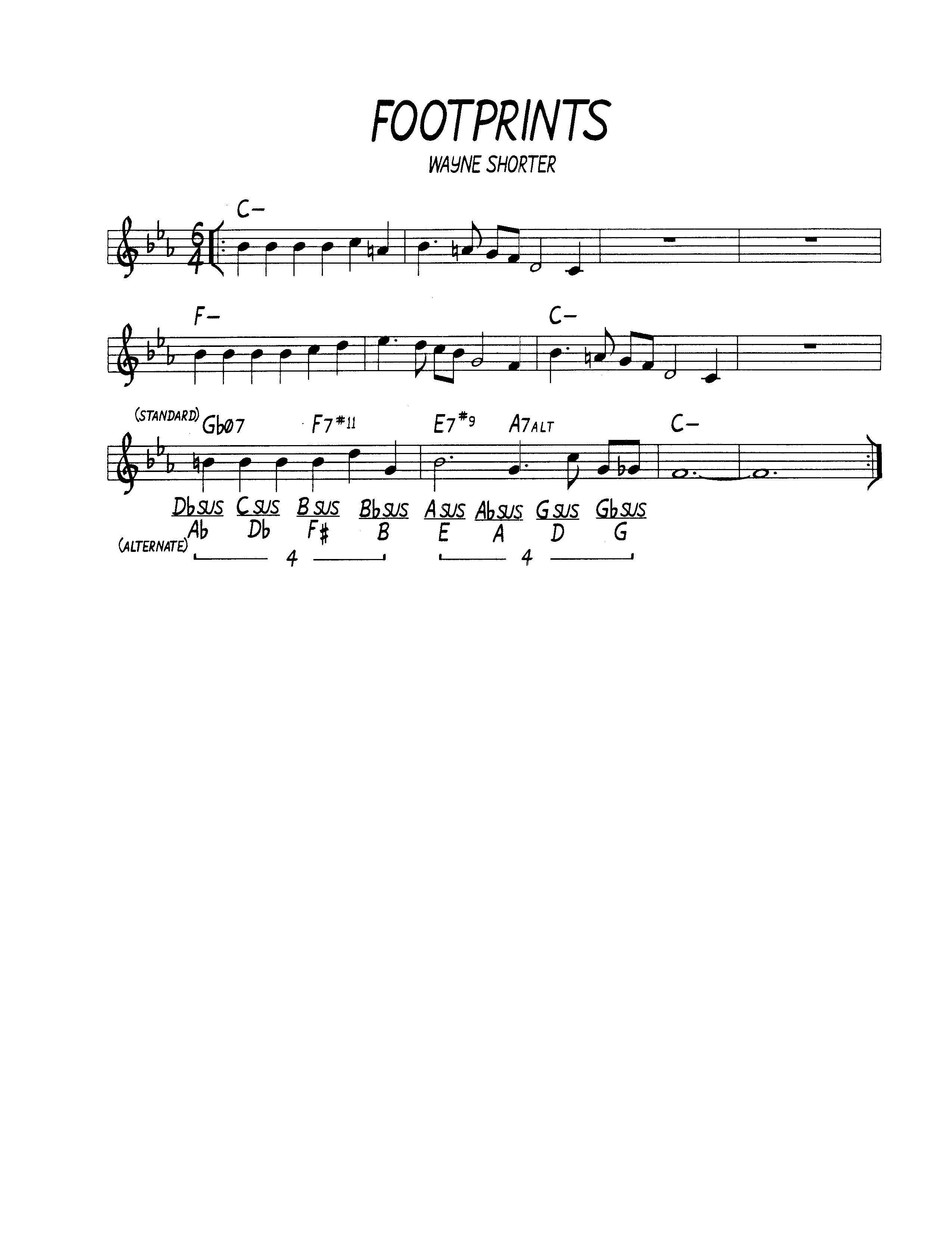 Ноты джазового стандарта: Footprints (Wayne Shorter)